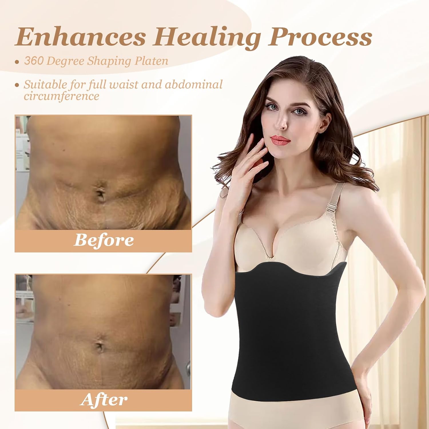 Post Surgery 360 Lipo Foam Wrap - Adjustable Abdominal Compression Board for Recovery, Breathable & Soft Lipo Foams with Full Coverage Support (Fits Waist 27.56-35.43 Inches)