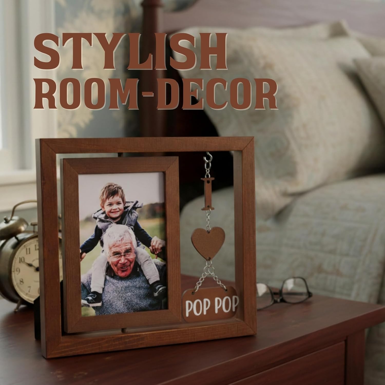 InnoBeta Pop Pop Gifts Picture Frame from Grandkids, Grandchildren, Present for Birthday, Christmas, Father's Day - for 4" x 6" Photos - I love Pop Pop