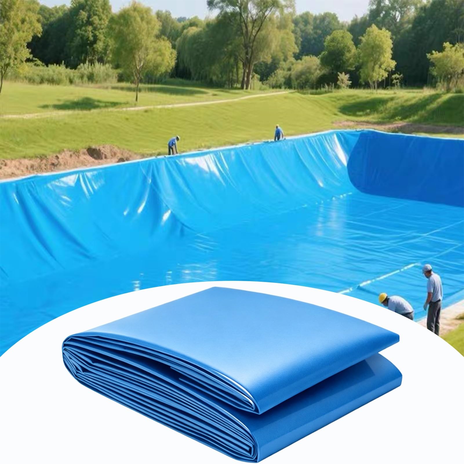 Yopappol One Color Flexible Blue Pond Liner, Large Pond Membrane 3X4m 4X5m 5X5m 6X8m Hdpe Underlay Tarpaulin, Puncture Resistant Hdpe Sealing Film For Water Storage, Fish Pond And Outdoor Pools(3X3m(9.8X9.8ft))