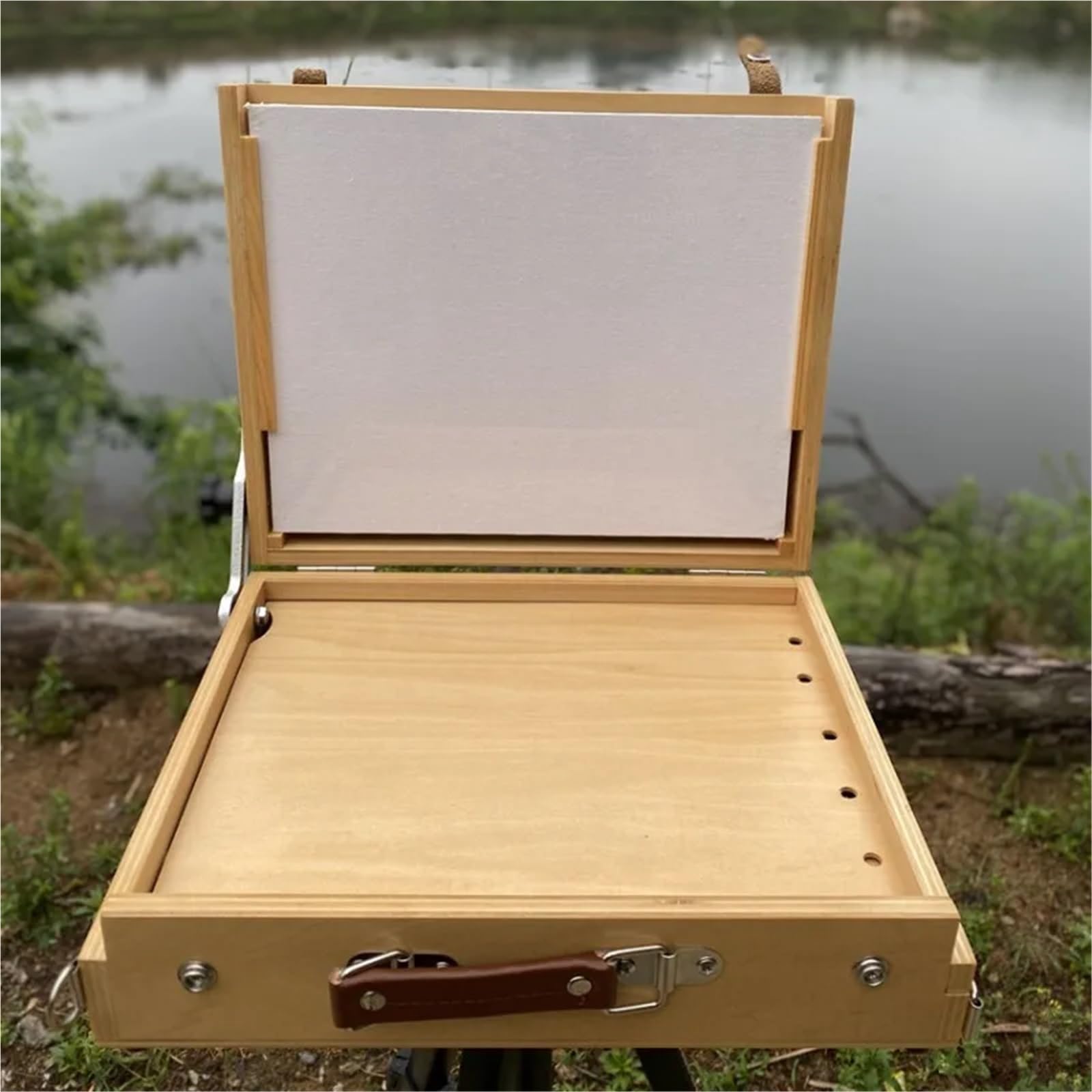 Tragbarer Malkoffer Ölgemälde-Box aus Holz kann angepasst Werden, um tragbare Kunst im Freien zu tragen, Skizzieren von Ölgemälden, Aquarellen, Malboxen for Studenten(Dark Color)