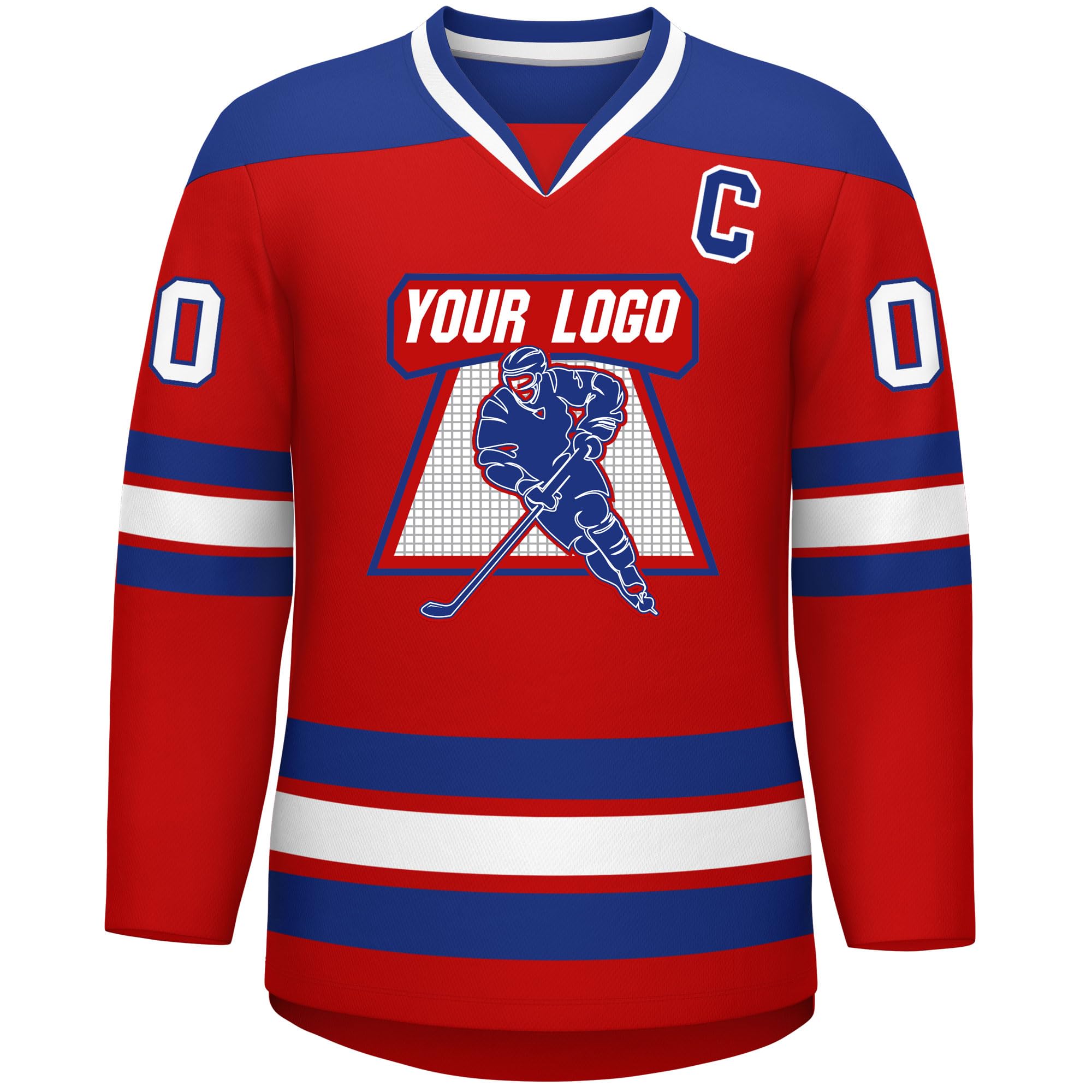 Custom Hockey Jersey Stitched or Printed Name Number V-Neck Athletic Jersey