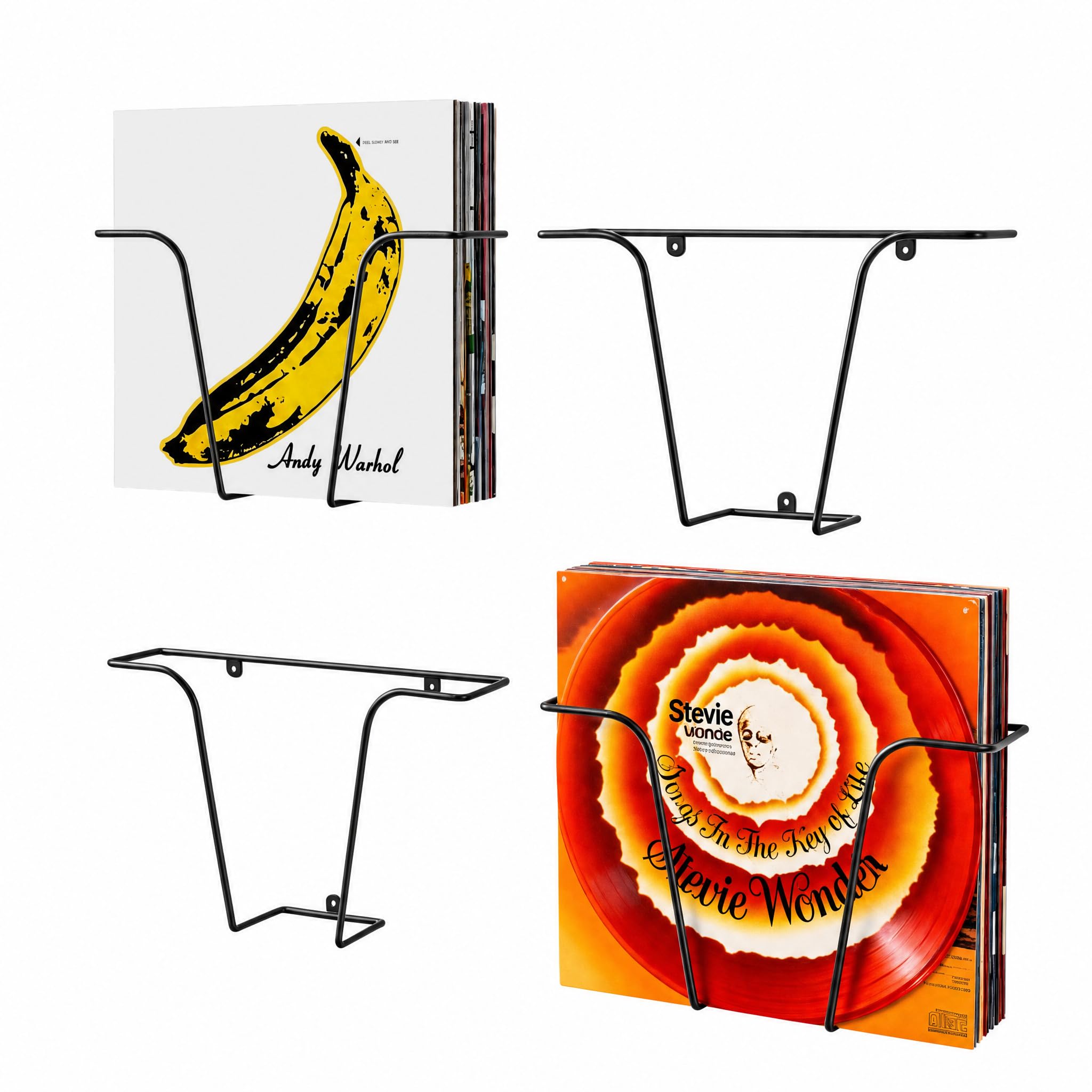 TJ.MOREE T-Shape Vinyl Record Holder Wall Mount, Set of 4