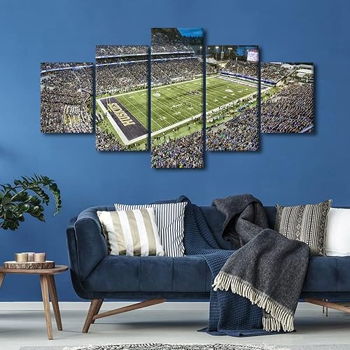 Vista 253 de Cuadros de estadios deportivos de fútbol americano de Minnesota, cuadros de vikingos, 5 paneles, lienzo para pared, arte de pared del estadio