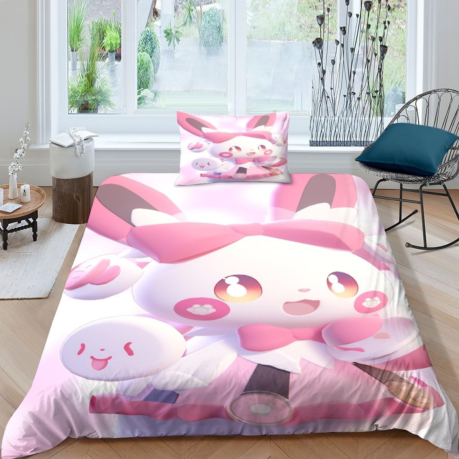 Housses de couettes lapin rose IOFEER pour de tendres rêves colorés
