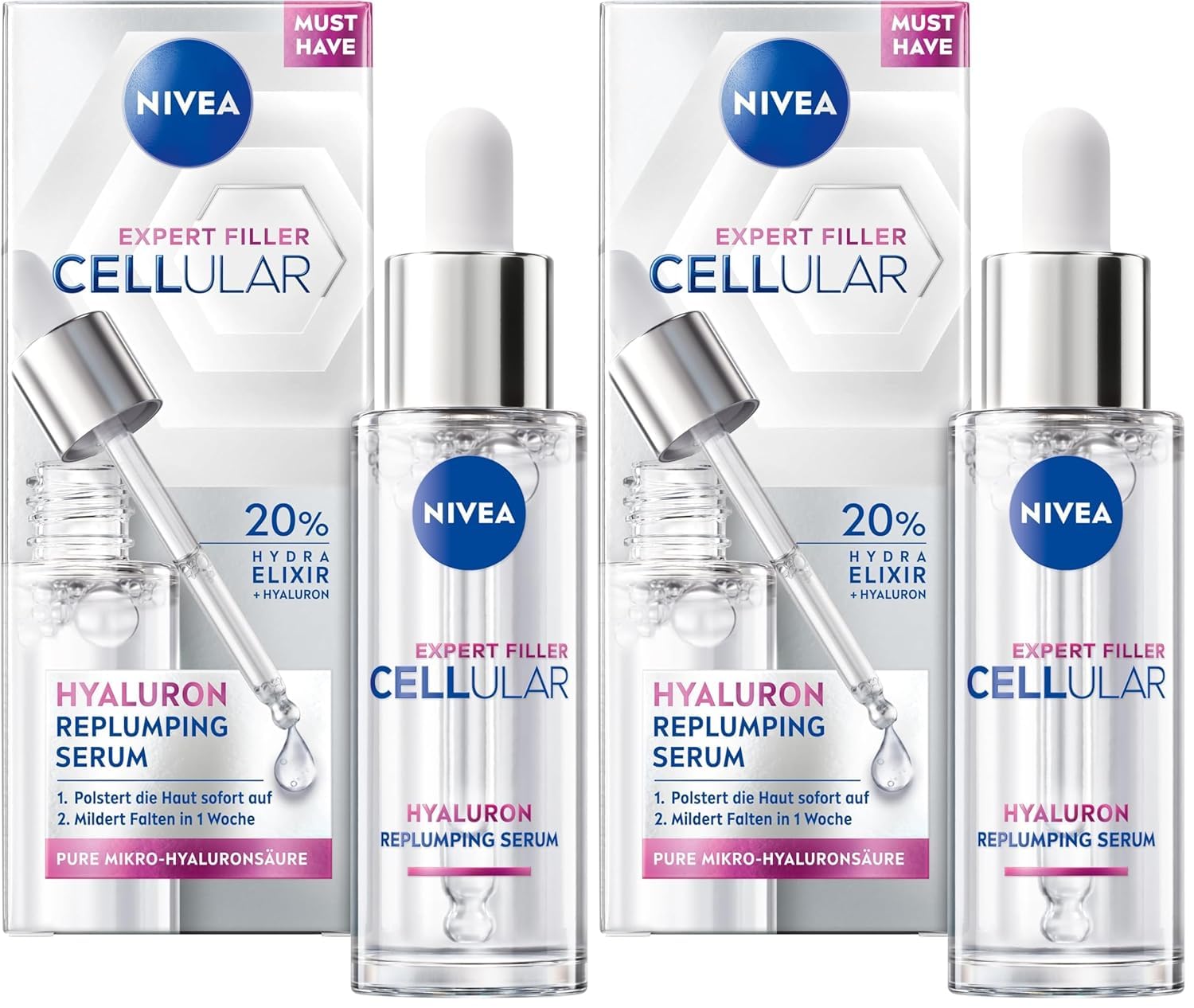 NIVEA Cellular Expert Filler Aufpolsterndes Hyaluron-Serum 30ml (Packung mit 2)