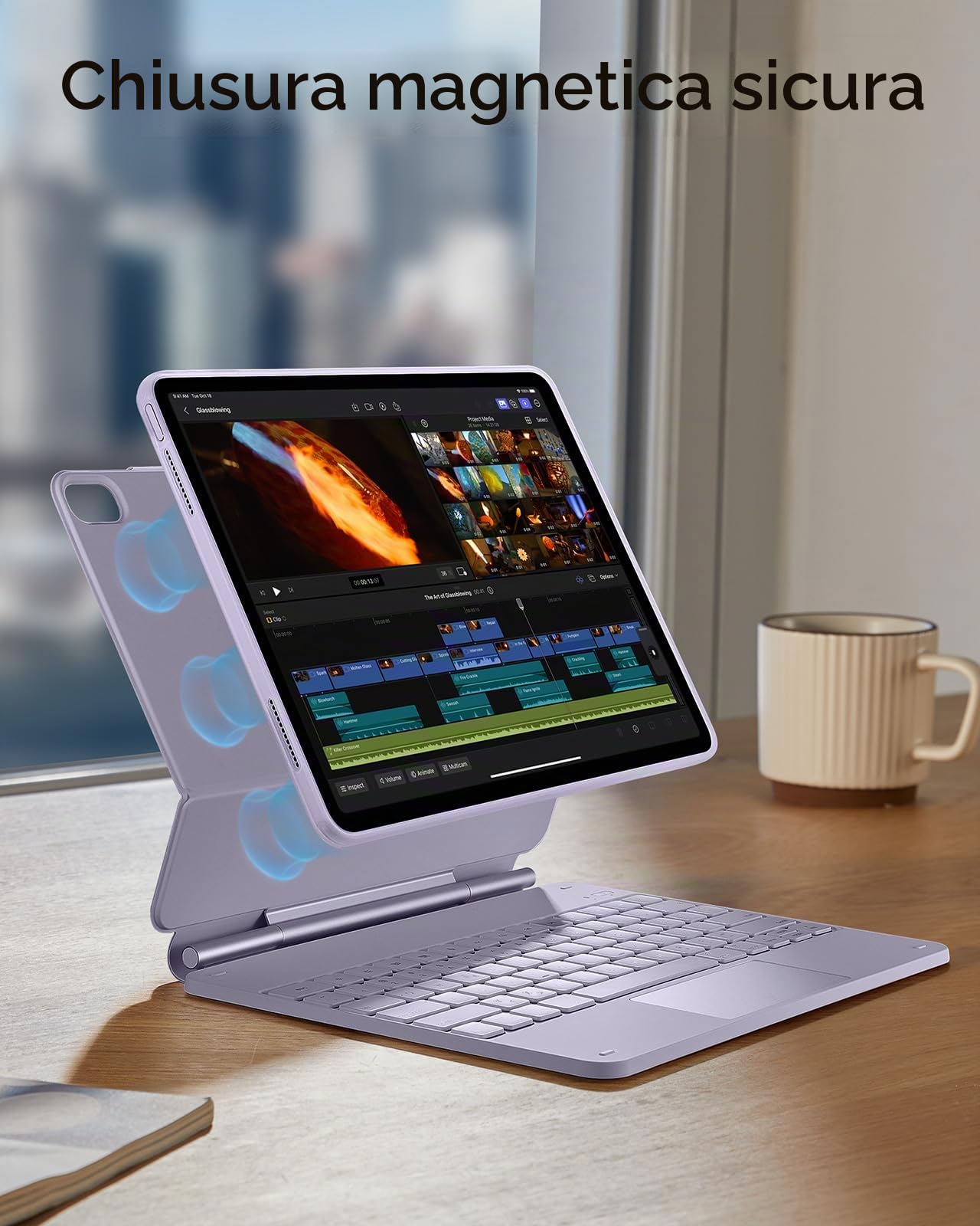 ESR Custodia per iPad Pro da 13 pollici (M5/M4, 2025/2024) con tastiera, custodia per tastiera con supporto magnetico regolabile, modalità alta/elevata, custodia protettiva rimovibile, serie Rebound | per Pro 13" M5/M4 (2025/2024), chiusura magnetica sicu