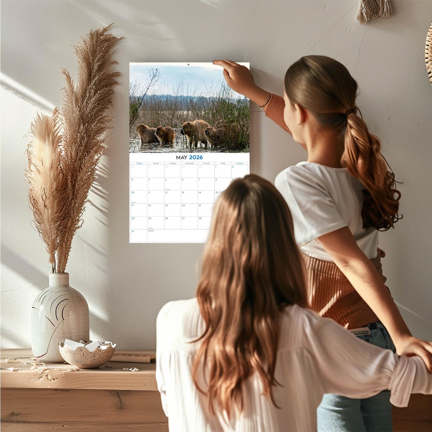Calendario da parete 2024 2025 Capybara mensile, calendario della fauna selvatica, 30,5 x 45,7 cm, aperto, carta spessa senza sbavature, idea regalo, calendario per insegnanti accademici, calendario