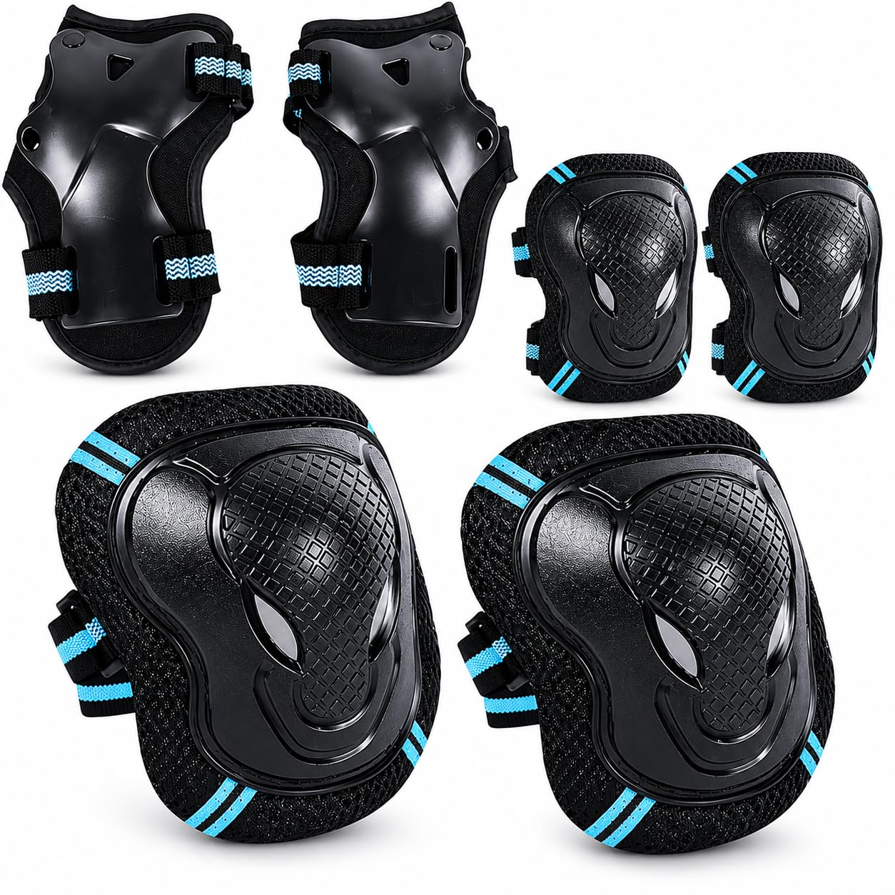 Ensemble de genouillères et coudières pour enfants - Équipement de protection réglable - Genouillères avec protège-poignet - Patins à roulettes pour filles