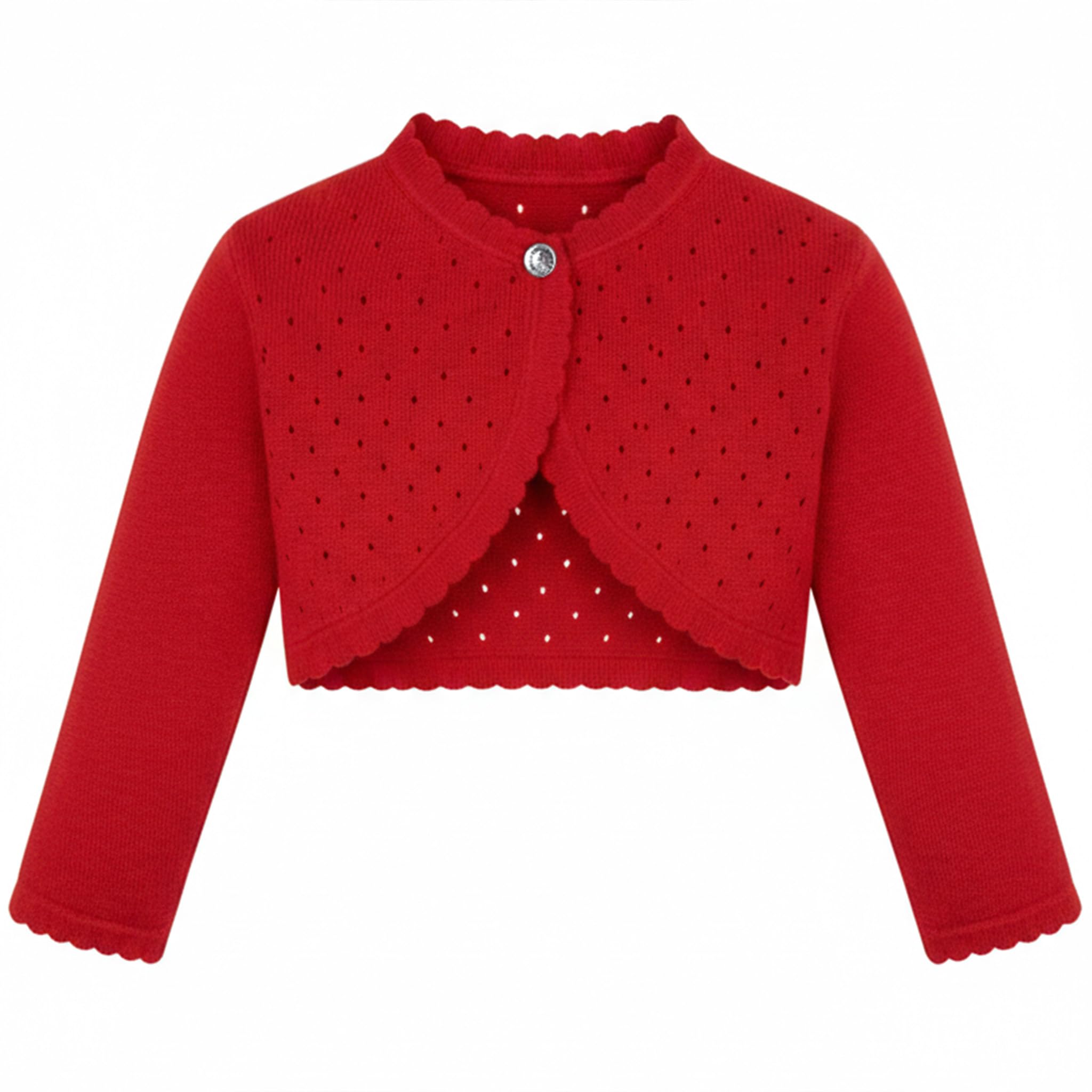 Lilax Little Girls' Knit Long Sleeve One Button Closure Bolero Shrug