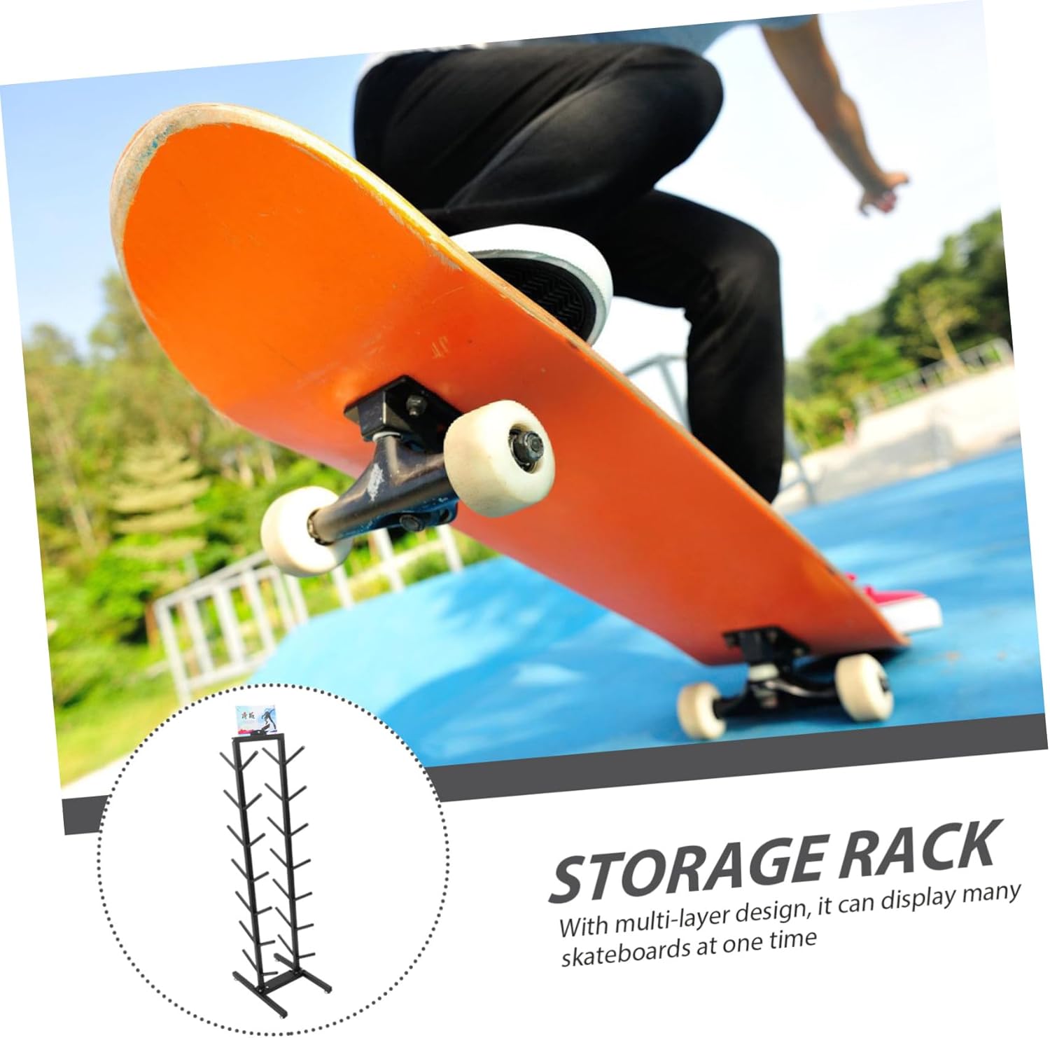 1Pc Skateboard Display Rack Multi Organizer Stand for Skateboards Easy Installation Durable Design for Showcasing Skateboard Decks Floor Type Storage
