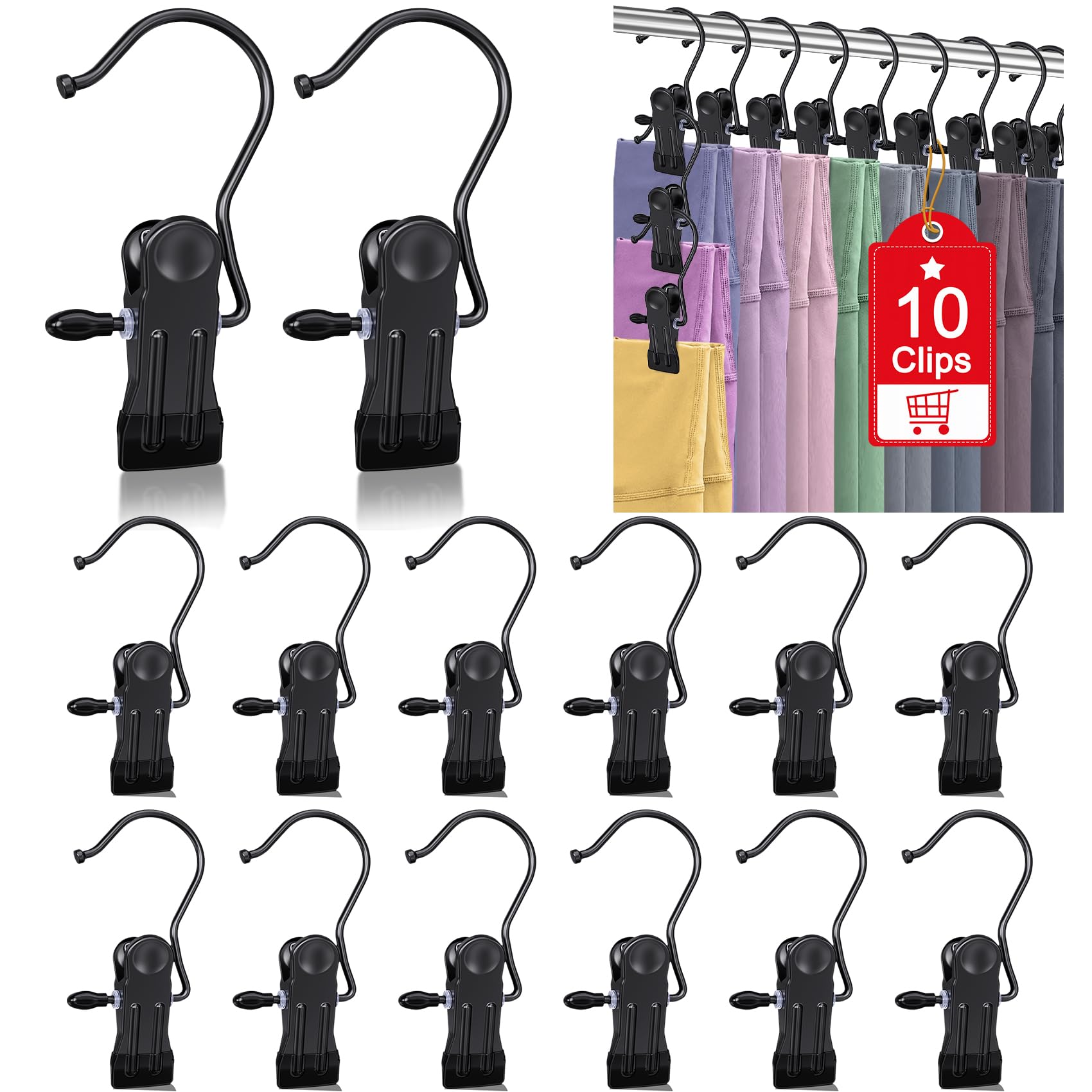 Photo 1 of 10 Pcs Boot Hangers Clips for Closet, Heavy Duty Legging Organizer for Closet Hanging Pants Hangers with Clips Clothes Pins Hanger Clips Laundry Hooks Bra Towel Socks Hats Tall Boots Home Travel Black