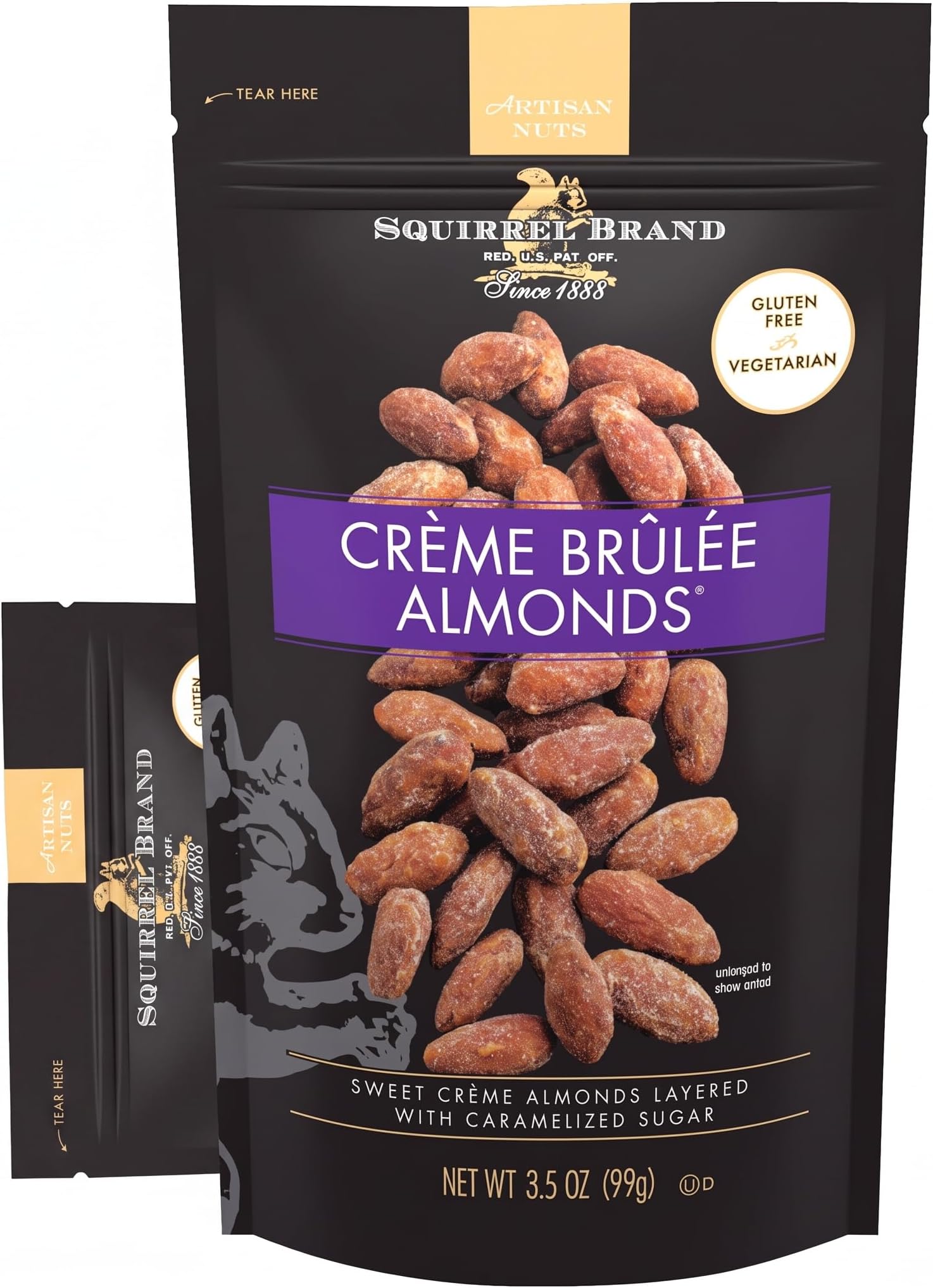 SQUIRREL BRAND Crème Brulee Almonds, 3.5 OZ (Pack of 2)