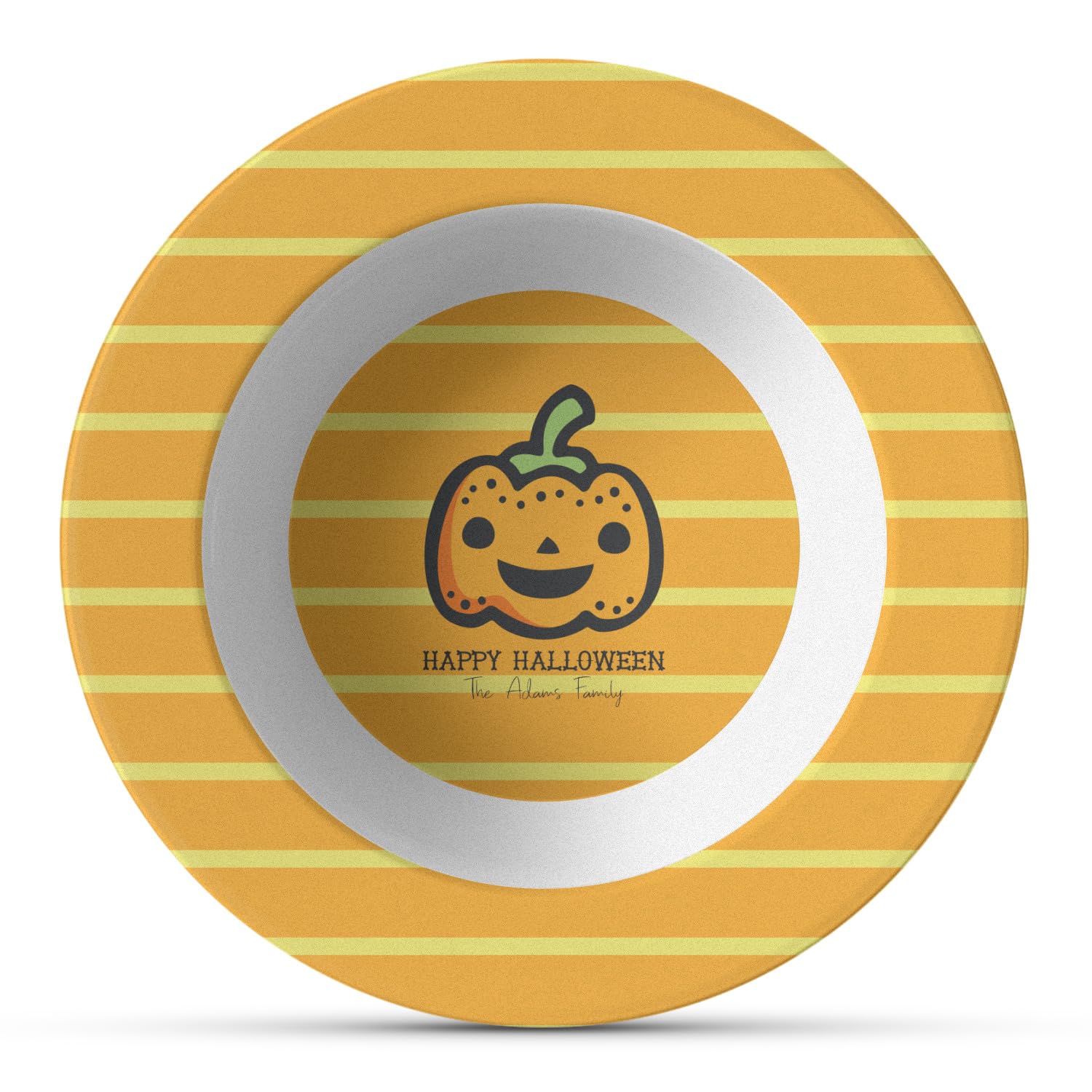 Personalized Halloween Pumpkin Plastic Bowl - Microwave Safe - Composite Polymer