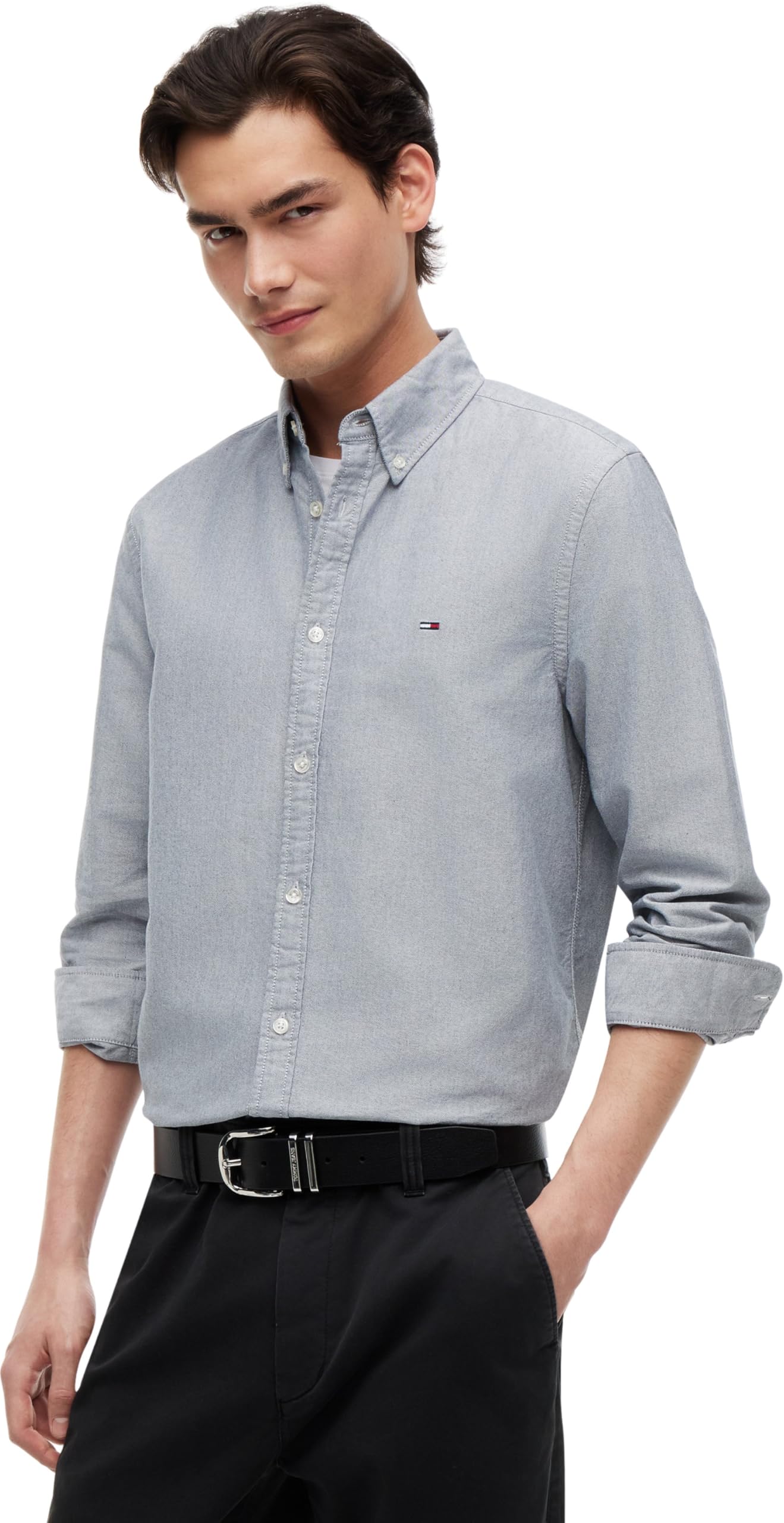 Tommy Jeans Men's Blue (Dark Night Navy) Tjm Reg Oxford Ext Dm0dm21298 L/S Shirt, S Uk