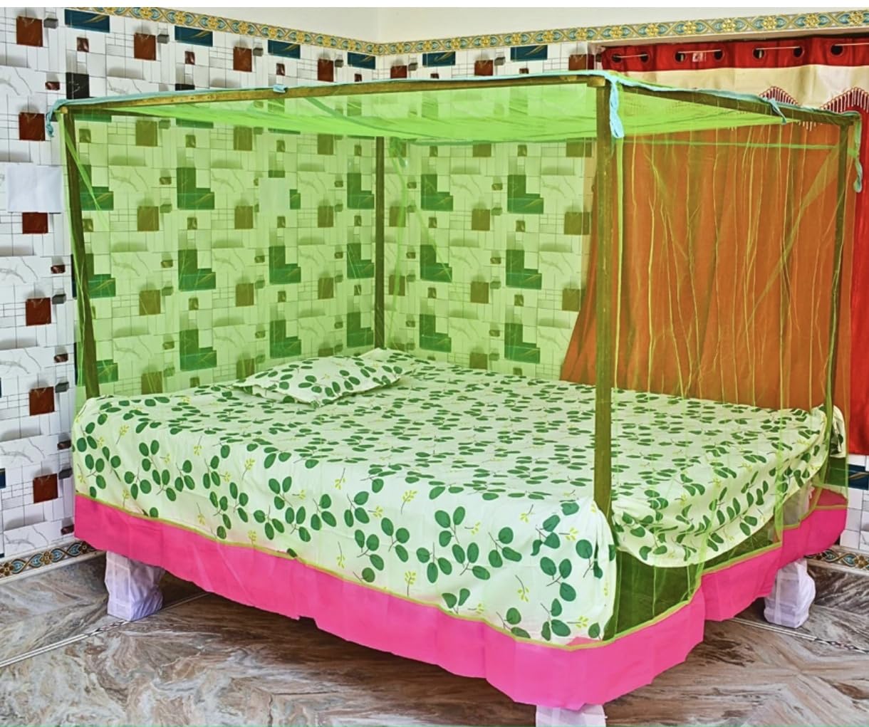 Single Bed Nylon Mosquito Net – 3 x 6 ft | Strong Mesh Netting | Bug & Insect Protection Color- Green-image-36