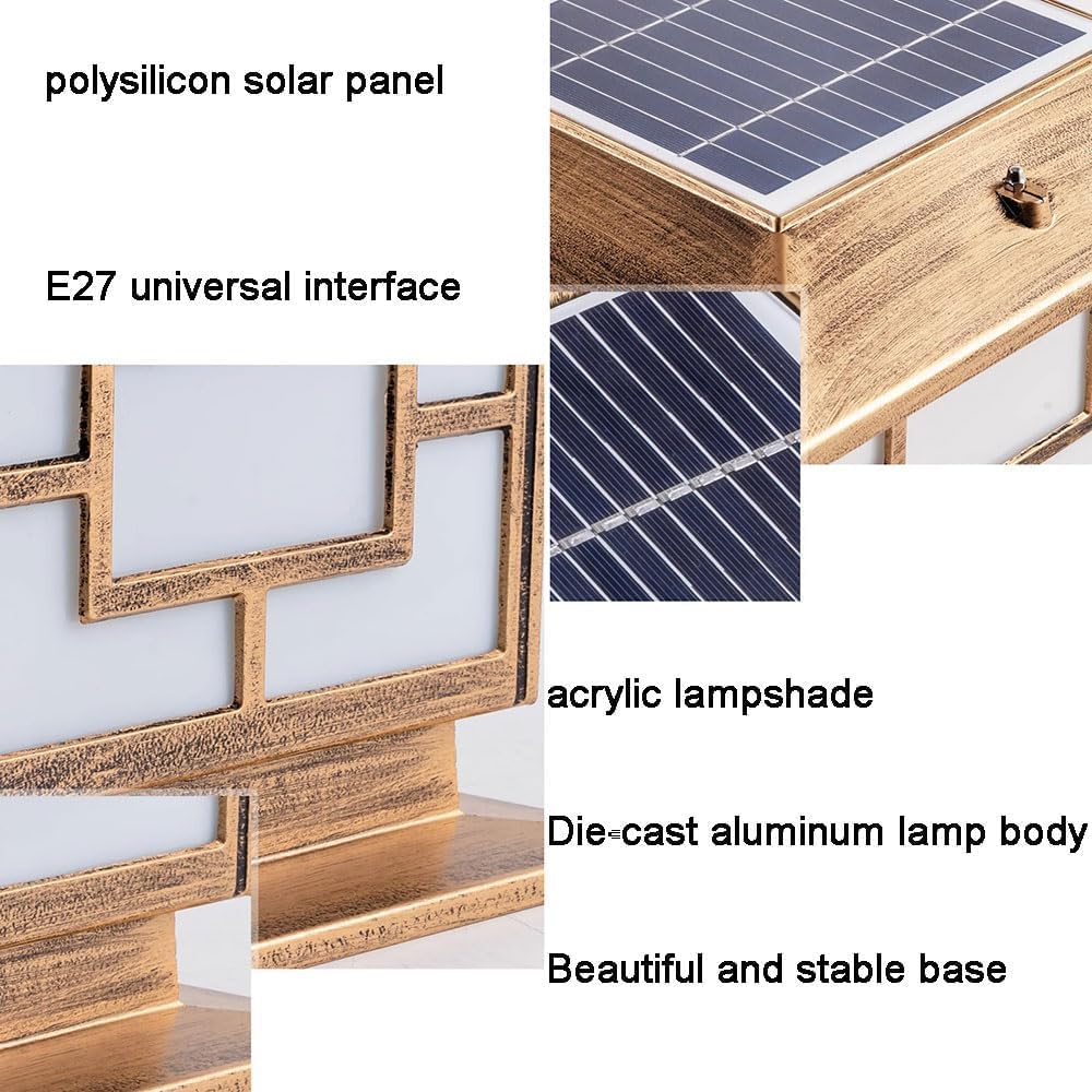 Solarne wodoodporne lampy słupkowe zewnętrzne oświetlenie ogrodzeniowe oświetlenie dekoracyjne willi oświetlenie krajobrazu oświetlenie tarasu ogród(Bronze,40CM)