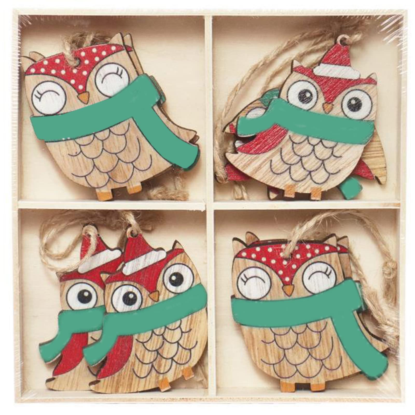Xanorrg Owl 8Pcs Santa Car Angel Pendants Blackboard Snowman Hanging Ornaments Set Wood Christmas Tree Decorations Angel Blackboard Old Man Snowman Wooden Ornaments For Tree