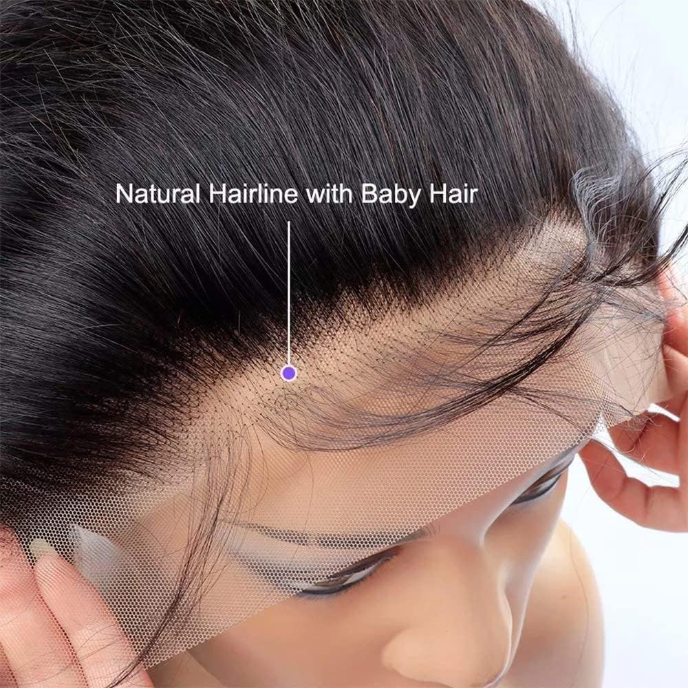 13x4 Ear To Ear Straight Lace Frontal Closure Transparent HD Human Hair With Baby Hair Knots 100% Virgin Remy Human Lace Frontal Closures 150% Density Natural Color (14 Inch,Straight frontal)
