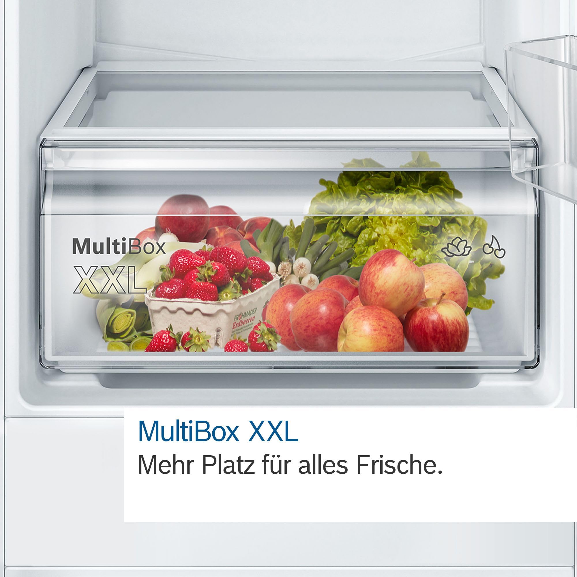 Bosch Serie 2 Kühl-Gefrier-Kombination 177.2 x 54.1 cm NoFrost KIN86NSE0 | Made in Germany, Nie wieder abtauen, MultiBox XXL Frischhalteschublade, BigBox für großes Gefriergut, helle LED Beleuchtung