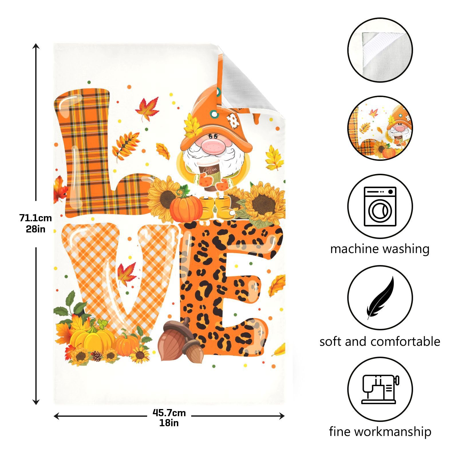 Giwawa Küchenhandtuch Mit Herbst-Zwerg-Motiv – 30x43 Cm, Saugstark, Mit Aufhänge-Öse, 2 Stück