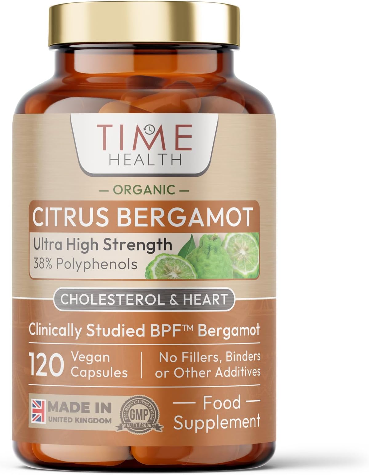 – Organic Citrus Bergamot Extract - 120 Capsules - High Strength 38% Bergamot Polyphenols - 500mg - Clinically Studied BPF® - UK Made Supplement - Zero Additives - GMP Standards - Vegan