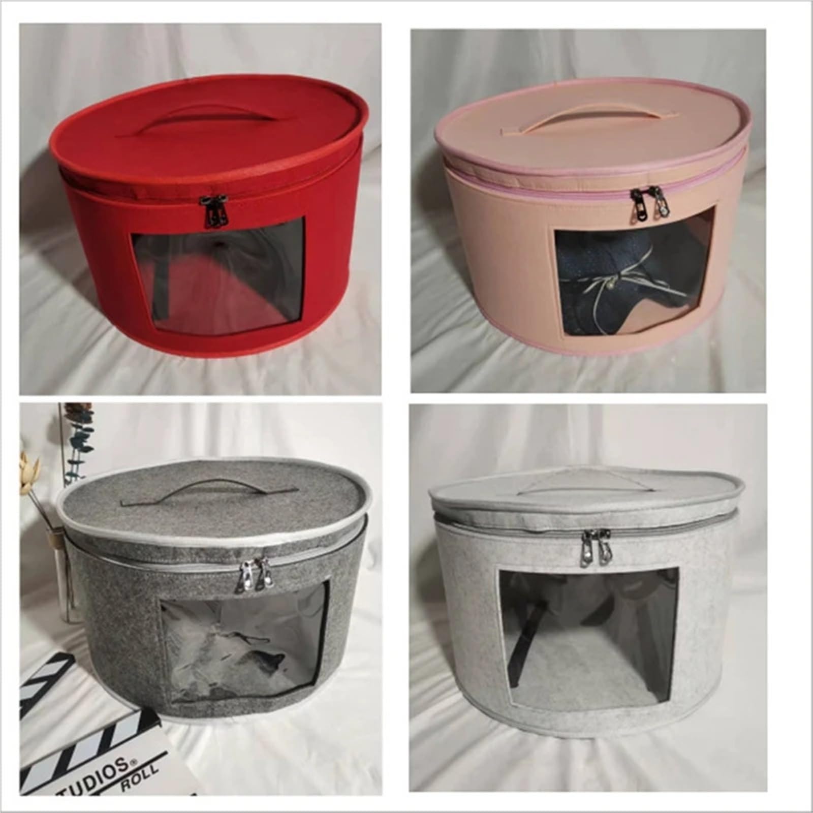 Hutschachtel-Organizer, rund, for Reisen, Hutschachteln, faltbar, Hut-Aufbewahrungstasche, große Hut-Aufbewahrungsbox für Schrank oder Reise(Gray)