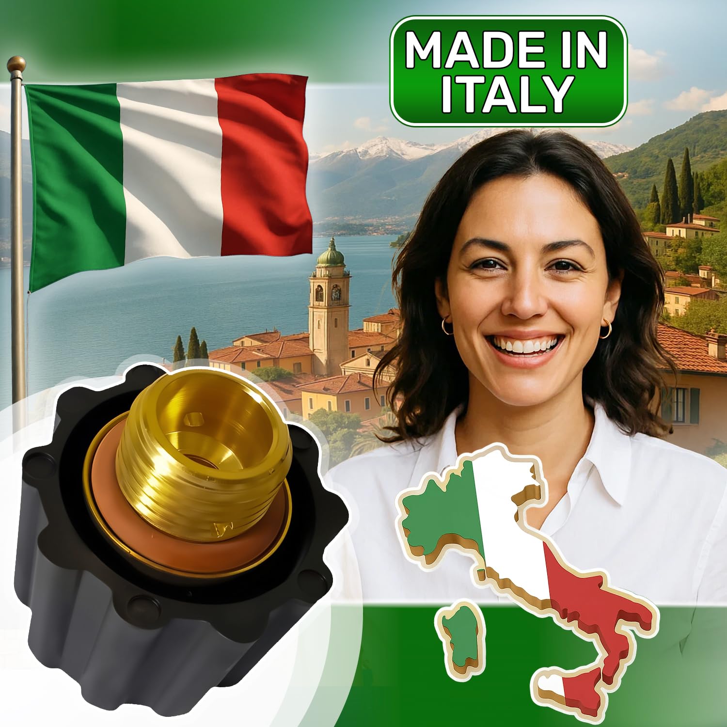 ONIX TECH Tappo per Polti Vaporella o per Polti Vaporetta - Taratura 4,5 Bar - Filettatura Maschio da 1/2" - Completo di Guarnizione - Garanzia di 5 Anni