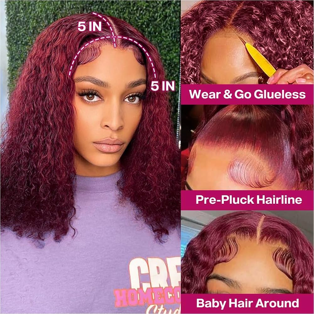 Amazon.com : Ailwelia Curly Bob Wig Human Hair Deep Wave 200