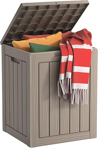 Vista 97 de EasyUp Caja de cubierta de resina de 31 galones, impermeable, resistente a los rayos UV, caja de almacenamiento al aire libre para entrega, patio