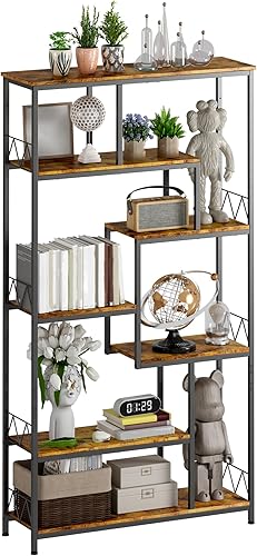 Miniatura 8 de Gizoon Estantería industrial de 71 pulgadas para almacenamiento, pantalla alta, 8 estantes para dormitorio, marco de metal, estanterías escalonadas