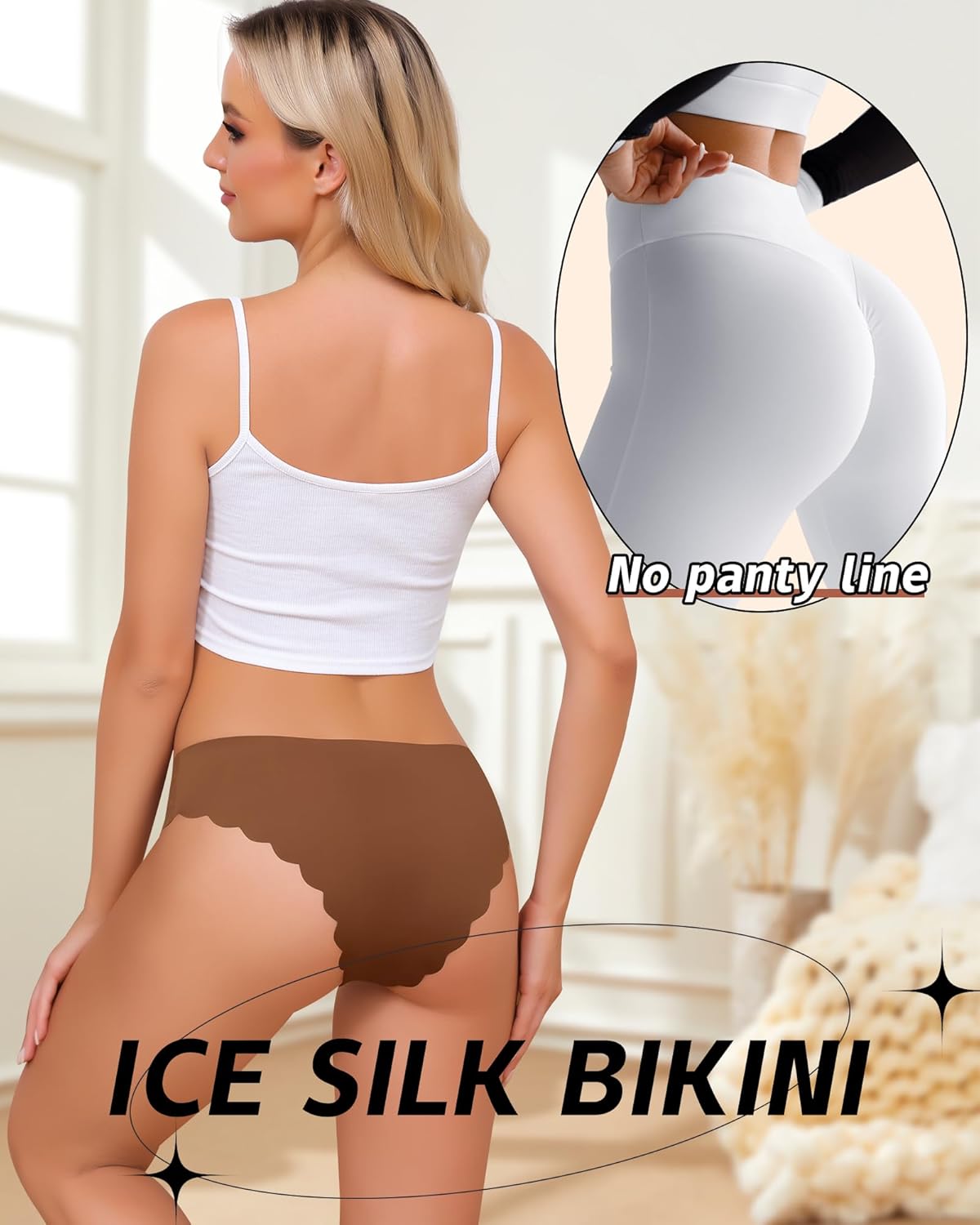 LEVAO Seamless Underwear for Women No Show Ice Silk Bikini Breathable Hipster Wavy Sides Invisibles Panties 7 Pack S-XL - Image 4