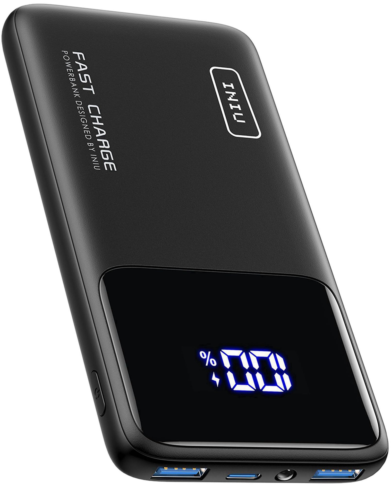 INIU Power Bank, Ultra-Thin USB C 10000 mAh External Battery, Three 3A Outputs Mobile Phone Power Bank with Torch for iPhone
