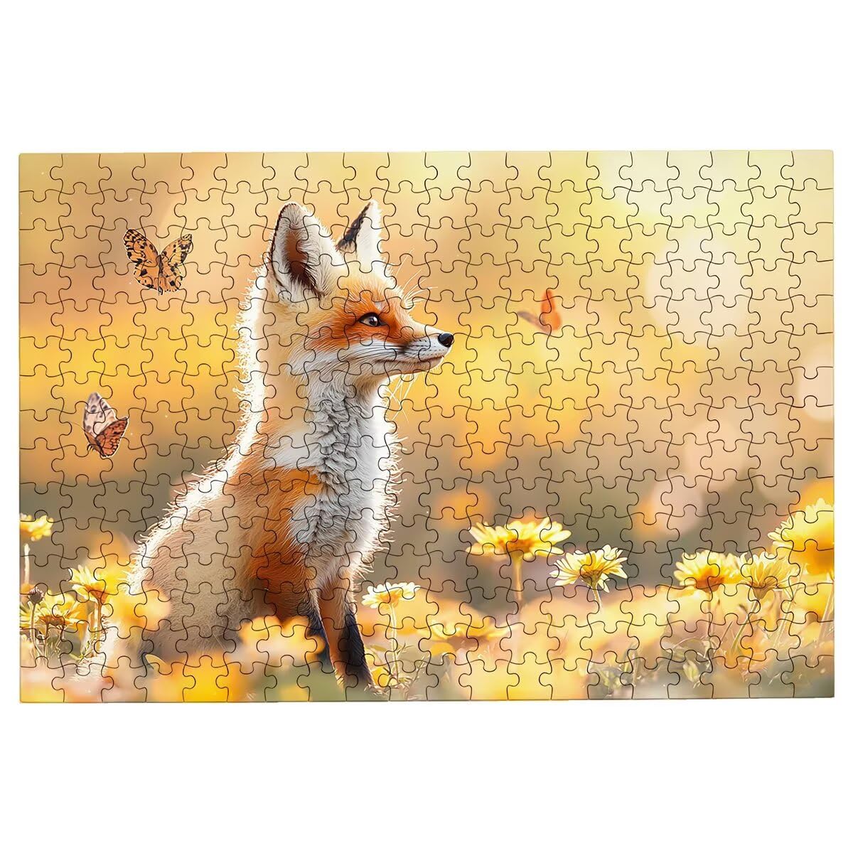 Puzzle 4000 sztuk dla dorosłych lis, puzzle kwiat, puzzle 4000 sztuk dla dorosłych, drewniane puzzle z pudełkiem na prezent rozmiar 141 x 87 cm, wyzwanie puzzle dla całej rodziny, prezent dla kobiet