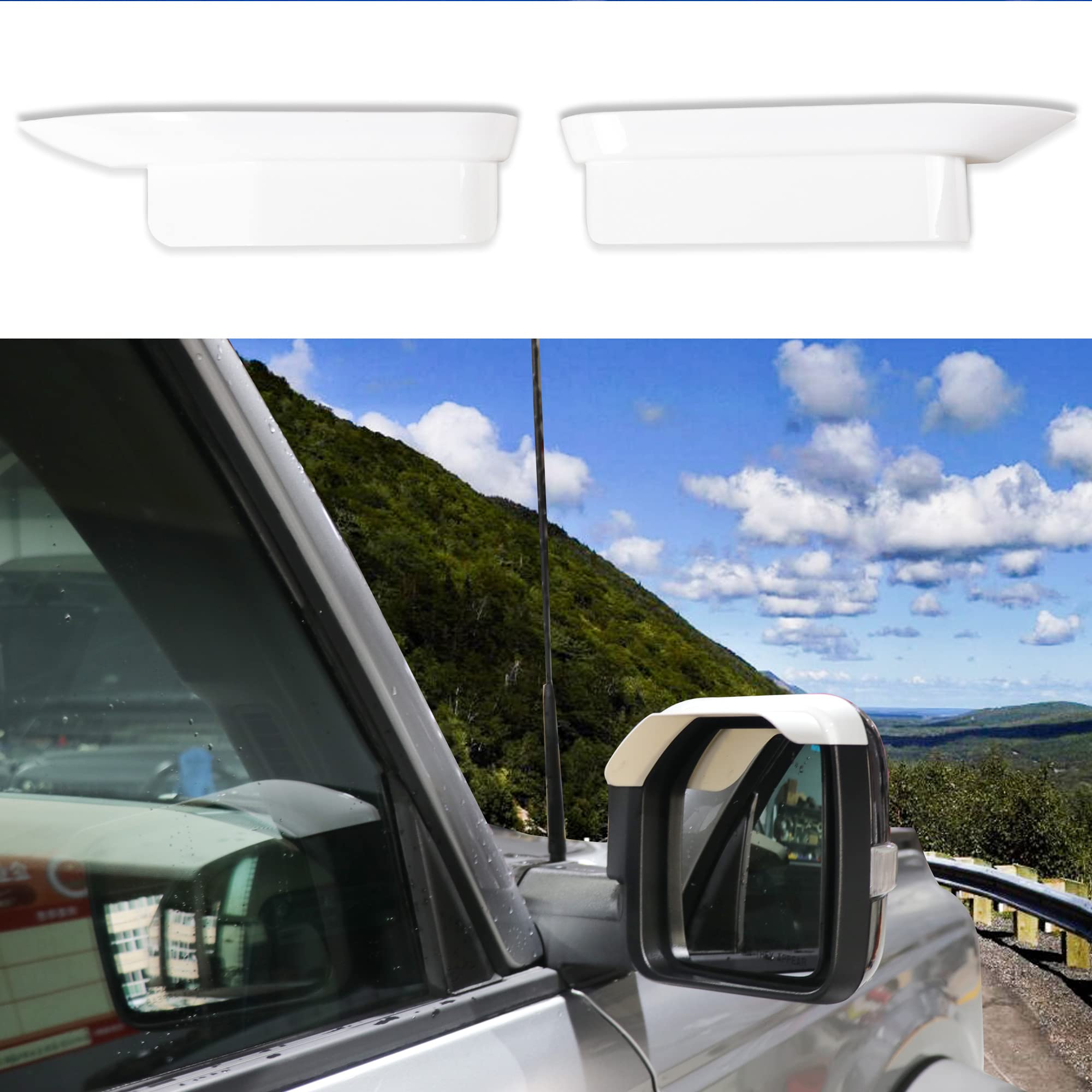 Photo 1 of RERPRO Mirror Rain Visor Guard Protector Cover Trim for Ford Bronco 2 Door 4 Door 2021 2022 Rear View Side Mirror Rain Eyebrow External Decoration Accessories, 1 Pair White        2 items