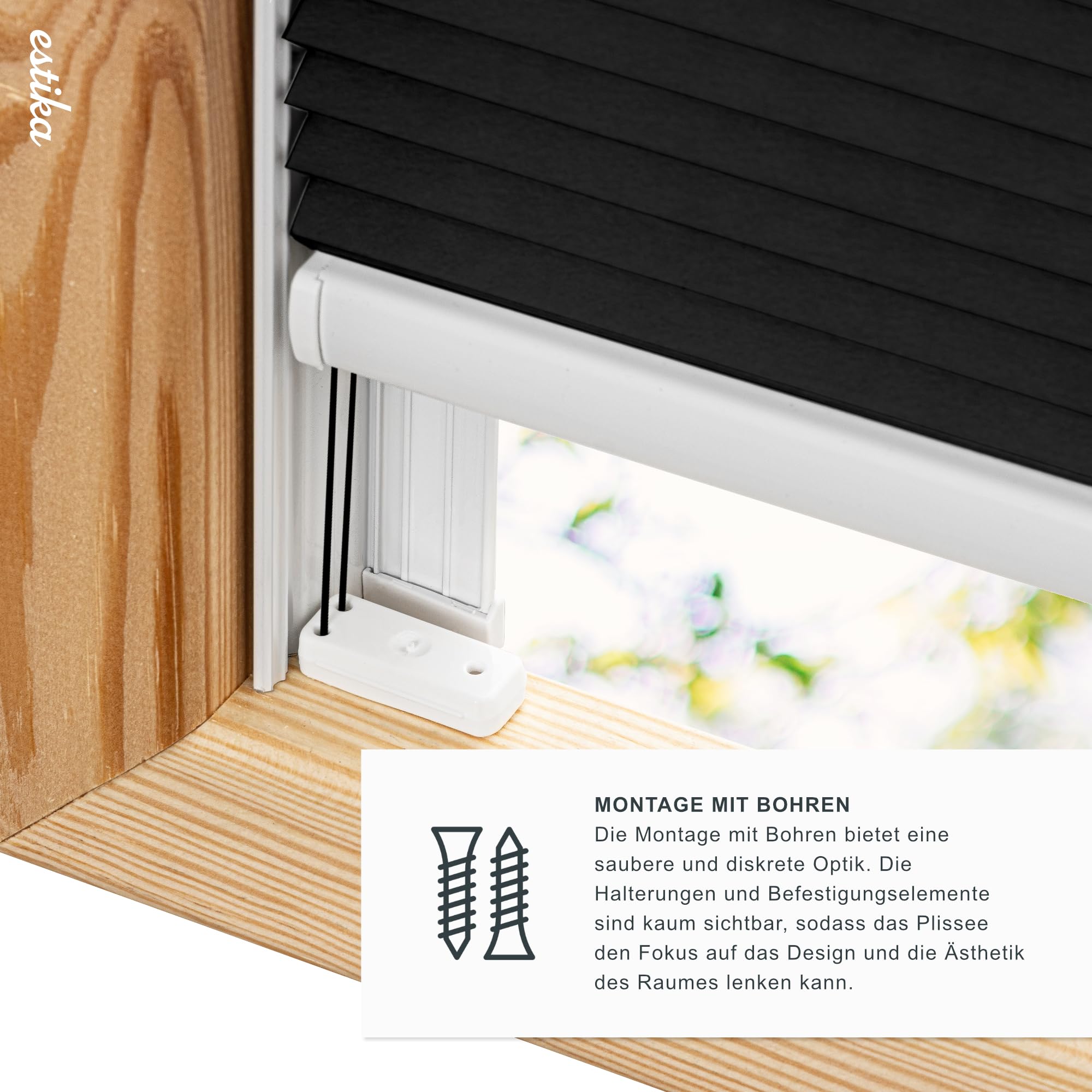 Estika Tenda plissettata oscurante termica per finestra da tetto Velux con foratura - Modello: F06 - Colore del tessuto: Grafite-bianco (Blackout) - per interni, protezione solare