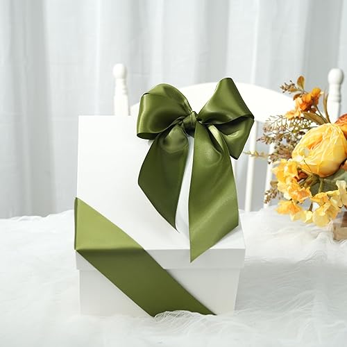 Miniatura 4 de Cinta verde musgo para envolver regalos, cinta de satén gruesa de color verde oliva oscuro de 2 pulgadas para manualidades, cinta verde de Navidad,