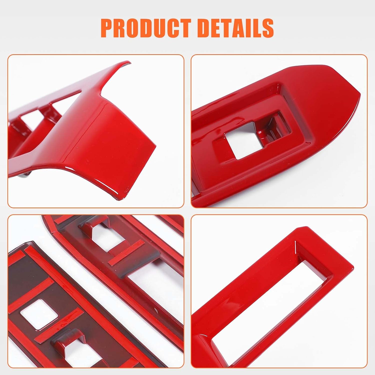 Window Lift Control Switch Button Panel Cover Trim Compatible with Toyota Tacoma 2024 2025 2026, Car Interior Decoration Accessories (Red)