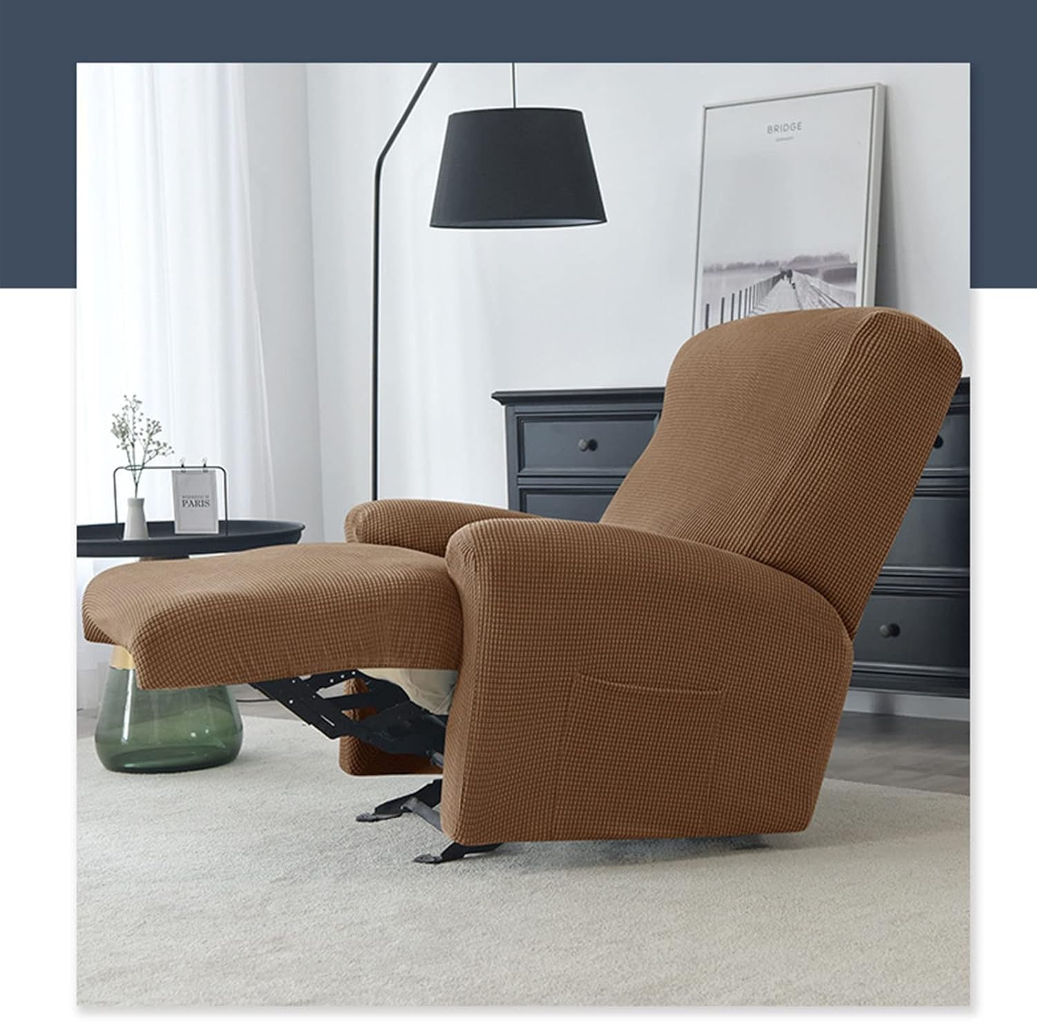 Stretch Recliner Chair Covers Slipcover, 4-Pieces Recliner Chair Covers for Reclining Chair with Armchair Sofa Cover Non-Slip Furniture Protector for Kids Pet (Color : 11)