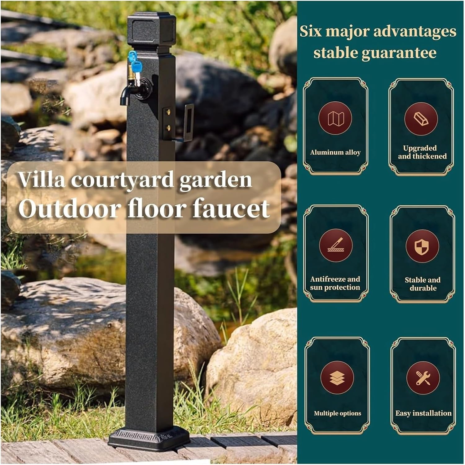 Stainless Steel Garden Water Column - Outdoor Faucet for Courtyard Irrigation & Watering, Lockable Faucet, Durable & Weather-Resistant Garden Watering Solution
