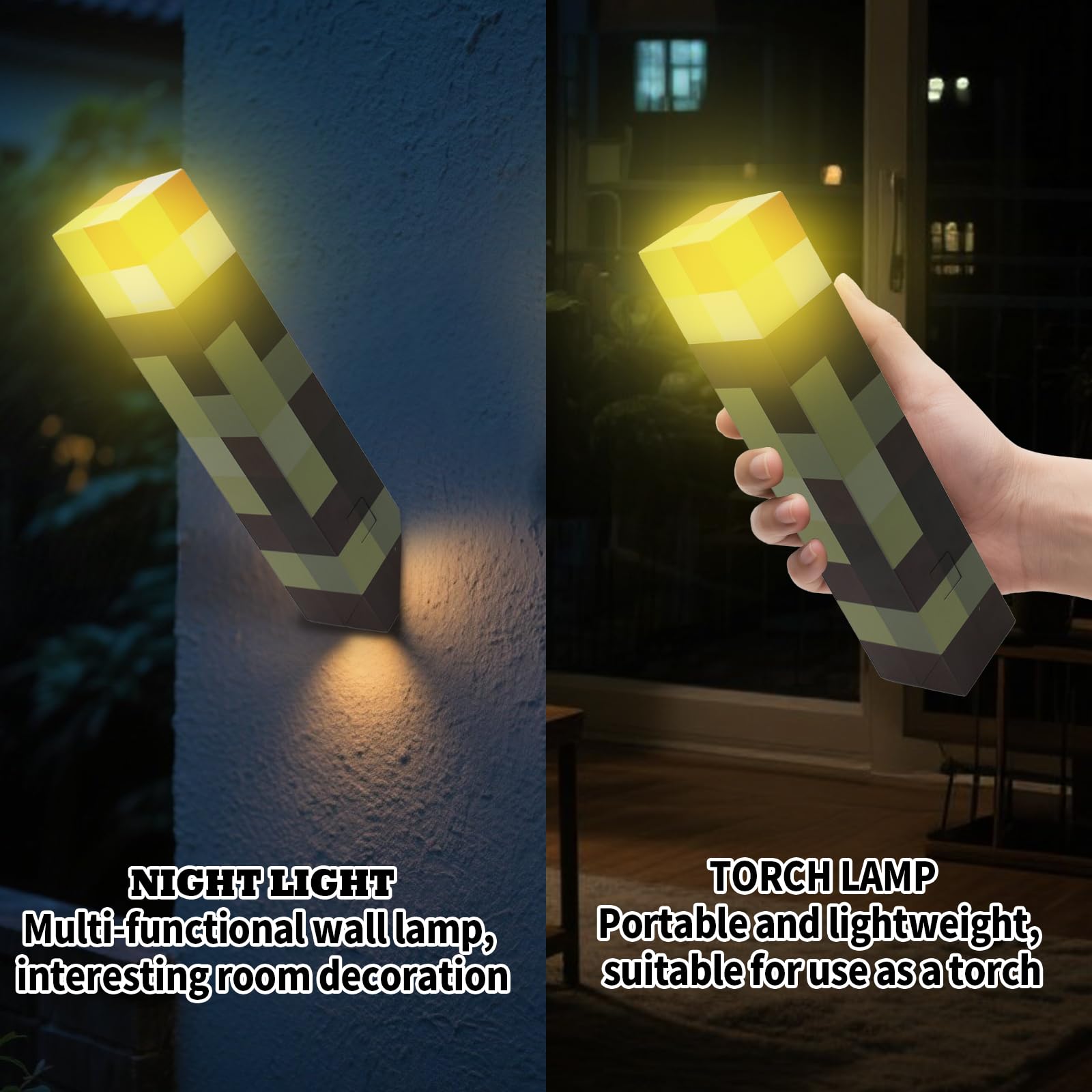 Wall Fackel Nachtlicht 28cm Craft Fackel Lampe mit Timer Fernsteuerbar 8 Farben Autochromatisch, Wiederaufladbar 3D Torch Lamp Nachttischlampe Kinder für Kinderzimmer Wohnzimmer Gaming Room Study Room