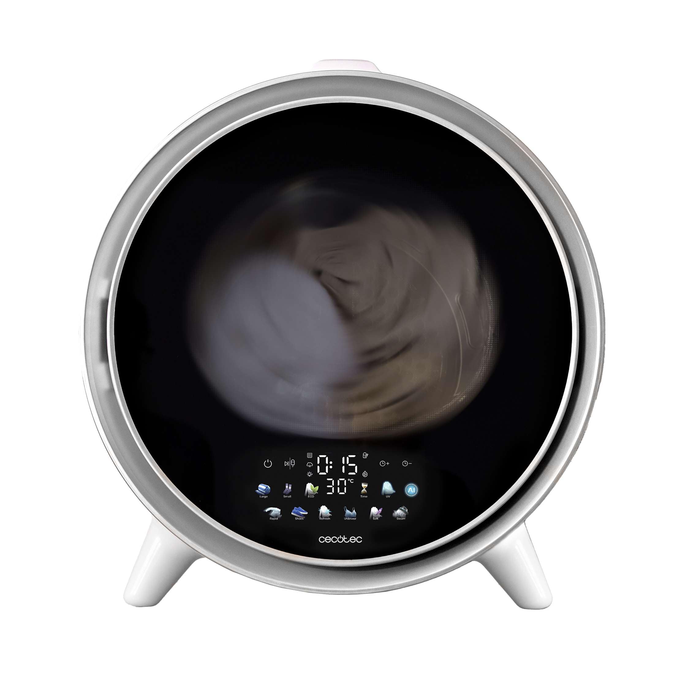 Cecotec Mini Asciugatrice Portatile 3 Kg Bolero DressCode Dry 3600V Dark. di Scarico, 12 programmi, A, Asciugatura Automatica, Schermo FullColor, Funzione UV Care, Dry Shoe Pro, Avvio Ritardato, Dark