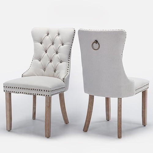 Miniatura 28 de Juego de 6 Sillas de Comedor Tapizadas en Terciopelo, Sillas Laterales de Cocina de Estilo Moderno con Ribete de Tachuelas y Patas de Madera, Anillo