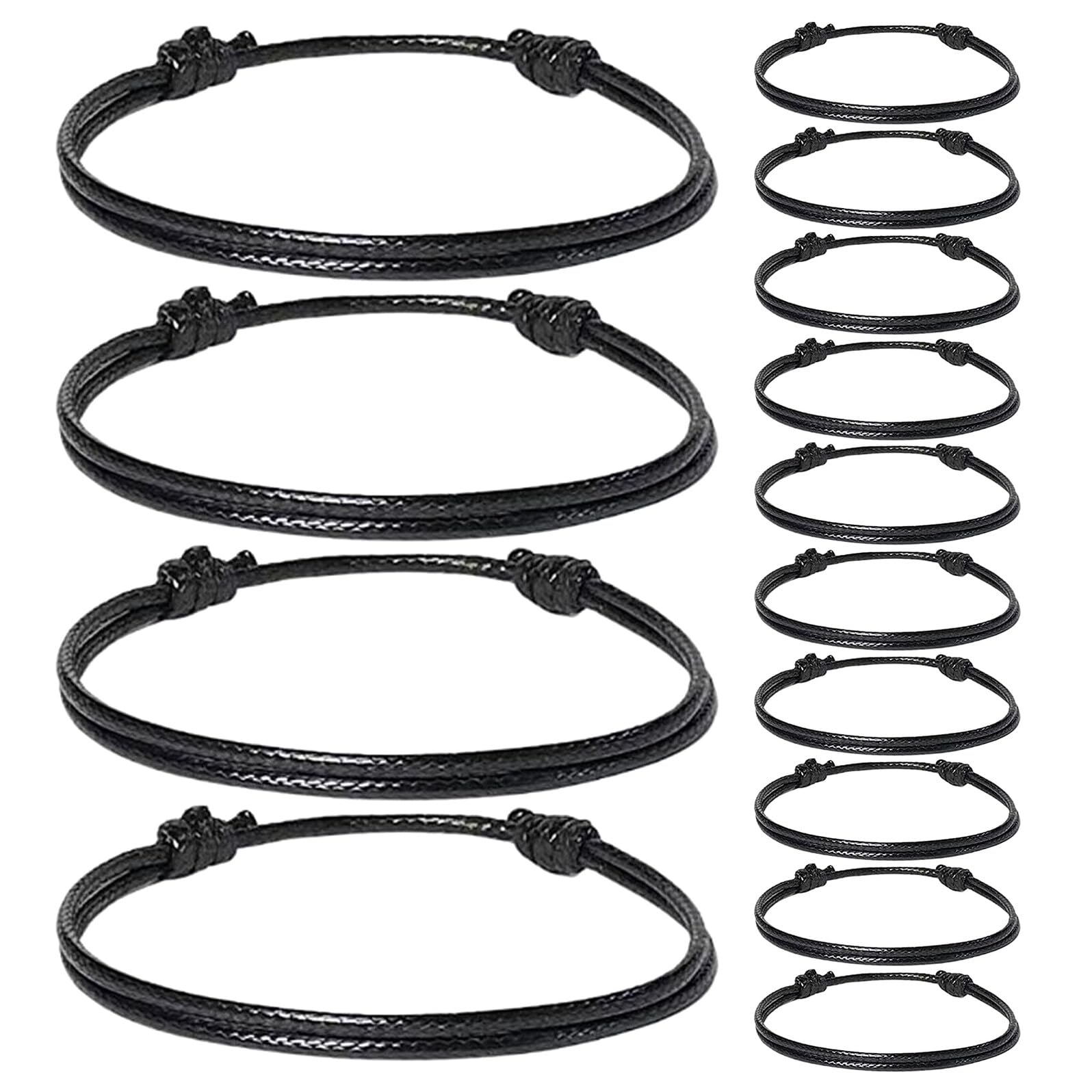 Cordón encerado para pulseras ajustable SHINEOFI negro de cuerda trenzada para joyería DIY, 30 uds