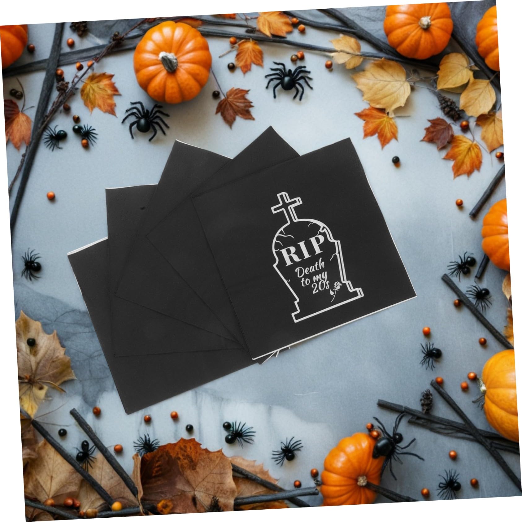 LABRIMP Tovaglioli Neri Tema Lapide per Feste di Compleanno e Halloween Decorazioni Party Death To My 20s 6 Confezioni