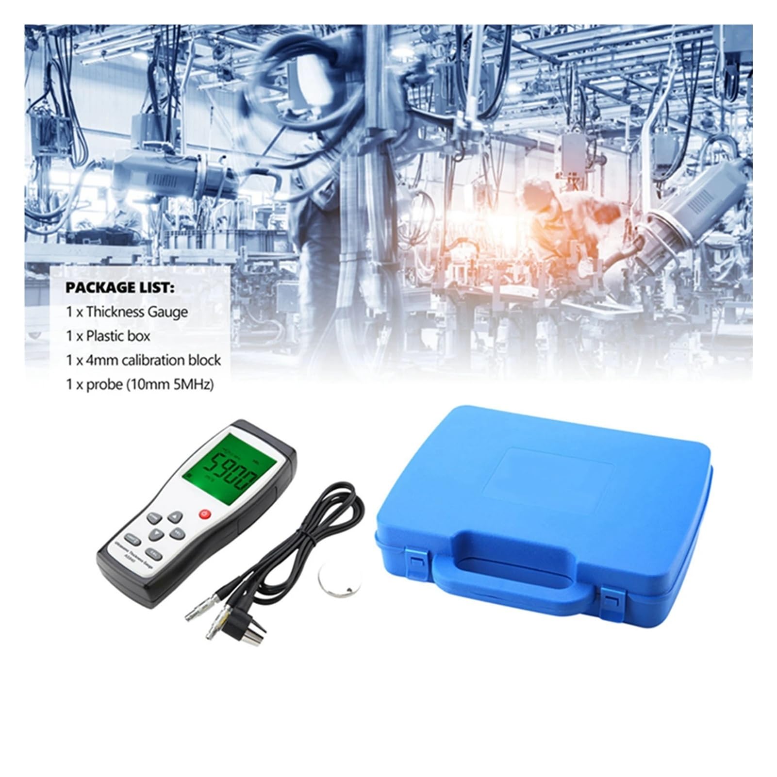 Medidor de espesor ultrasónico digital, medidor velocidad del sonido, comprobador profundidad metales, acero, plástico, vidrio, PVC y tuberías Con calibración automática