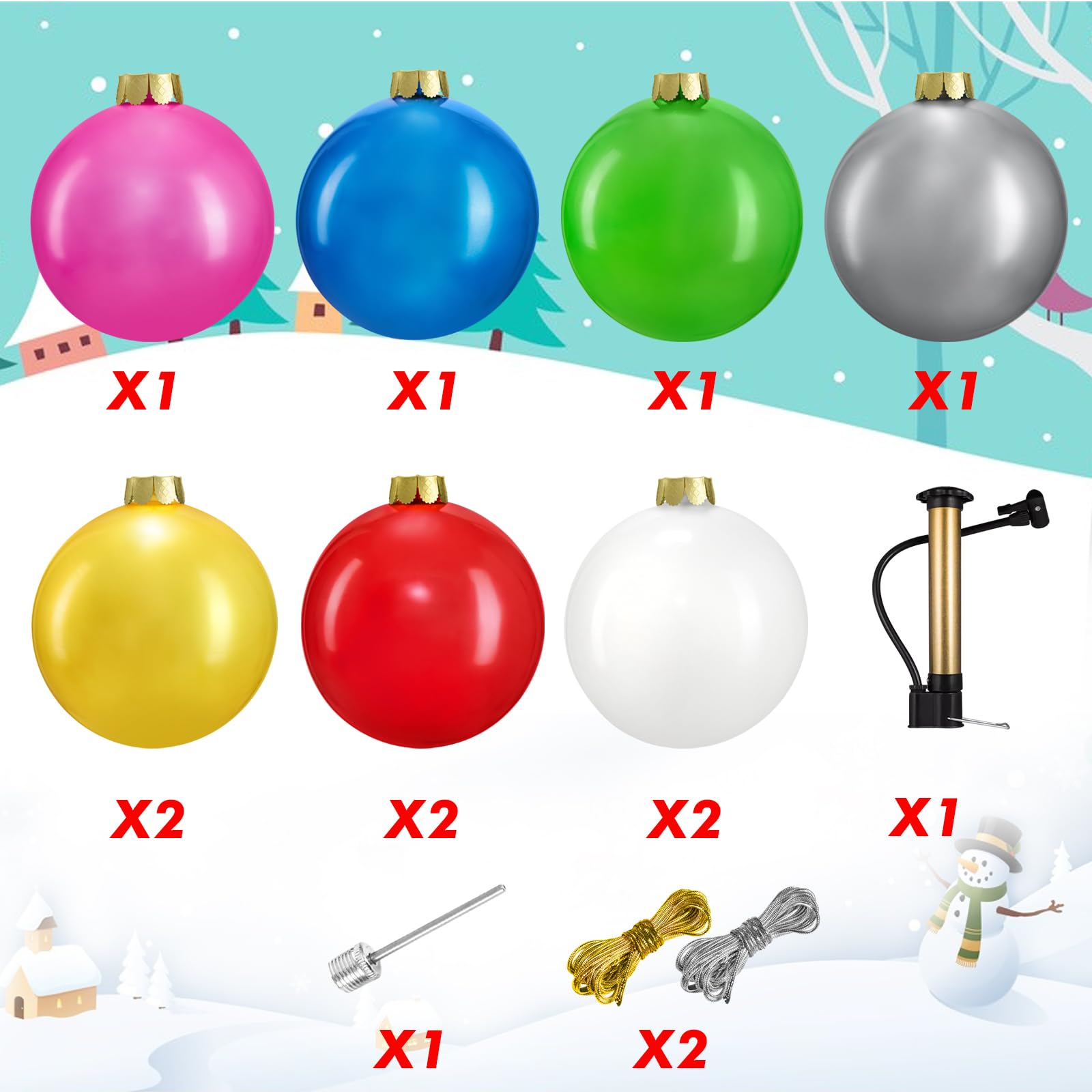 Decorazioni natalizie gonfiabili, 10 pezzi, decorazioni natalizie per esterni, decorazioni natalizie per porta d'ingresso, cortile, albero di Natale, decorazioni per interni per Capodanno