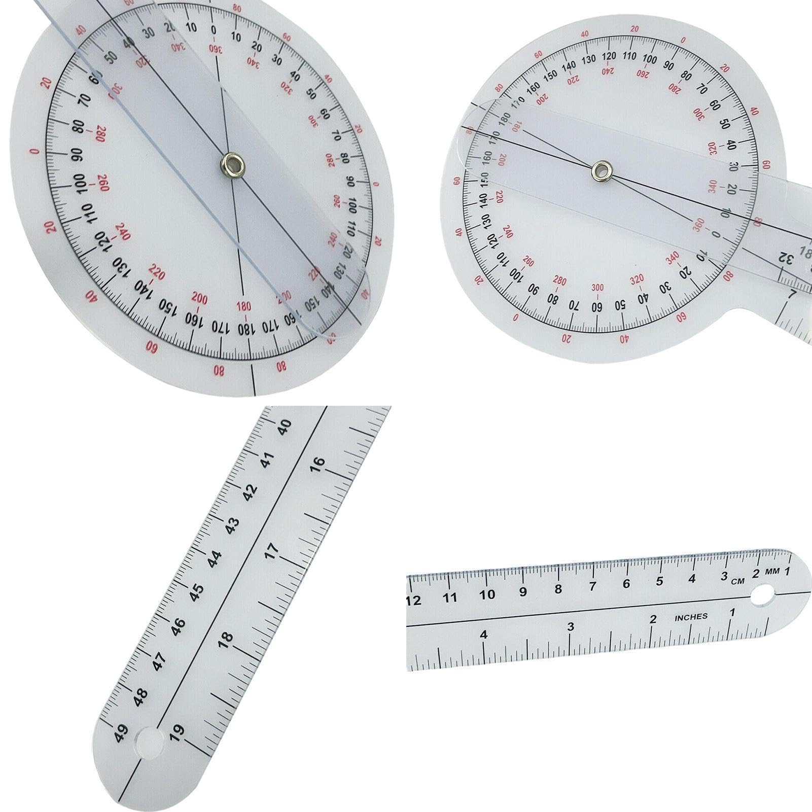 Goniometro da 30,5 cm, goniometro da 30,5 cm, goniometro fisico professionale, angolo fisico a 360 gradi, righello per articolazioni del ginocchio, gomito, spalla o anca