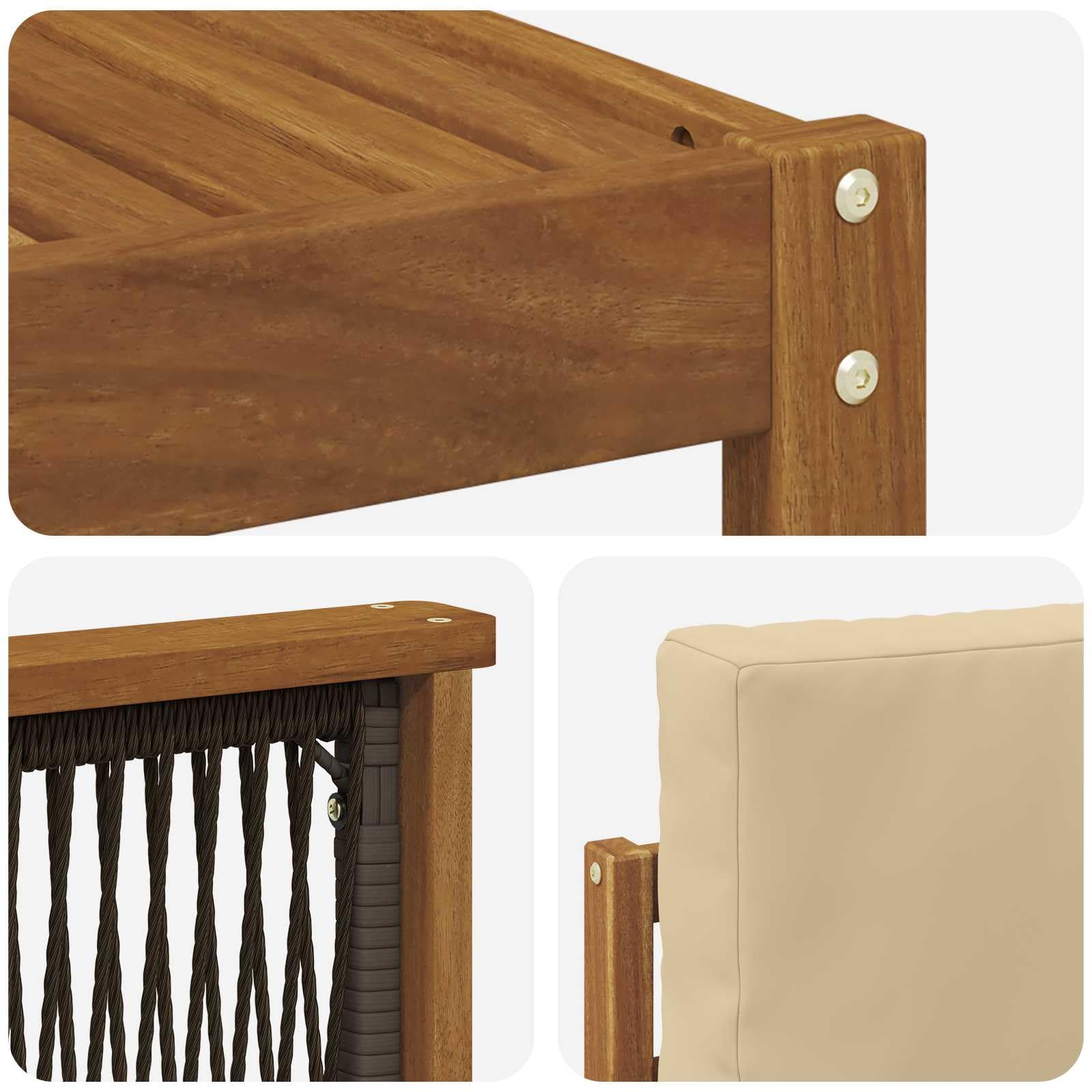 Sofagarnitur aus massivem Akazienholz wetterresistent, modernes Outdoor-Möbelset mit Sitzgruppe, Tisch, Bank und Stuhl für Garten Terrasse