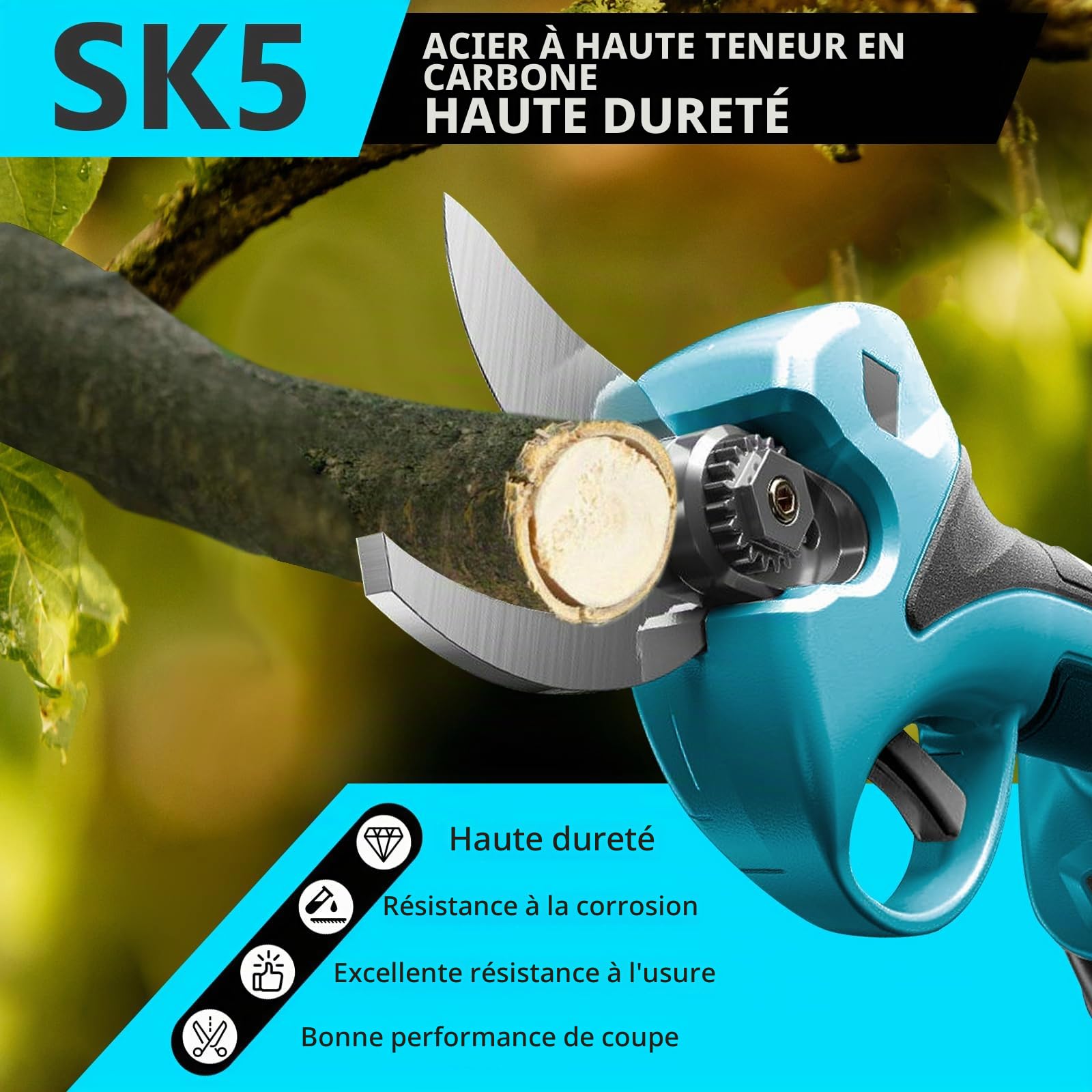 Sécateur électrique 30 mm, 2 en 1, télescopique, compatible avec batteries Makita, sécateur sans fil, portée maximale jusqu'à 4,5 m, sans fil (sans batterie)