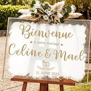 9 Feuilles Stickers Personnalisés Panneau de Bienvenue au Mariage Autocollants de Panneau D'accueil Lettres Français Chiffres Mois Cœur Anneau Décoration DIY pour Accueillez les Invités Fête Mariage